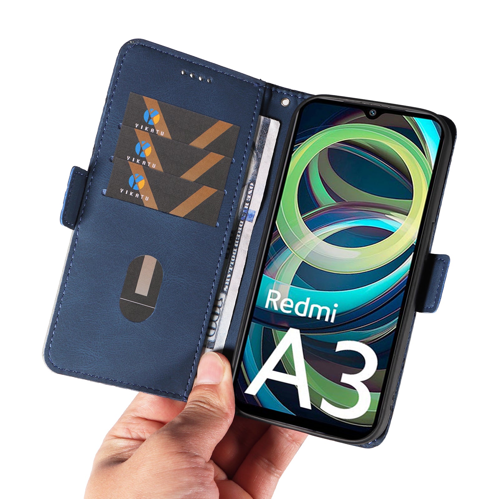 For Xiaomi Redmi A3 / Poco C61 4G Magnetic Case Rhombus Pattern Leather Wallet Phone Cover