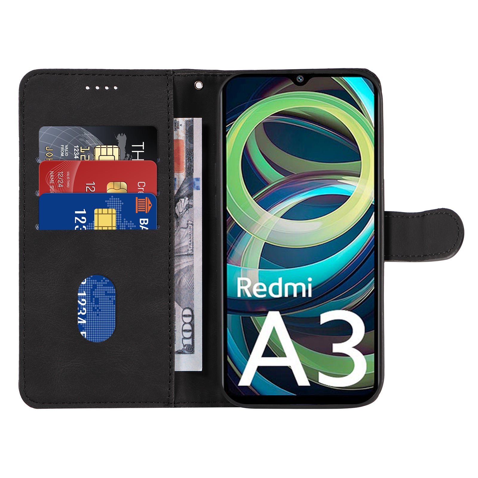 For Xiaomi Redmi A3 / Poco C61 4G Phone Case Imprinted Curved Line Leather Flip Cover