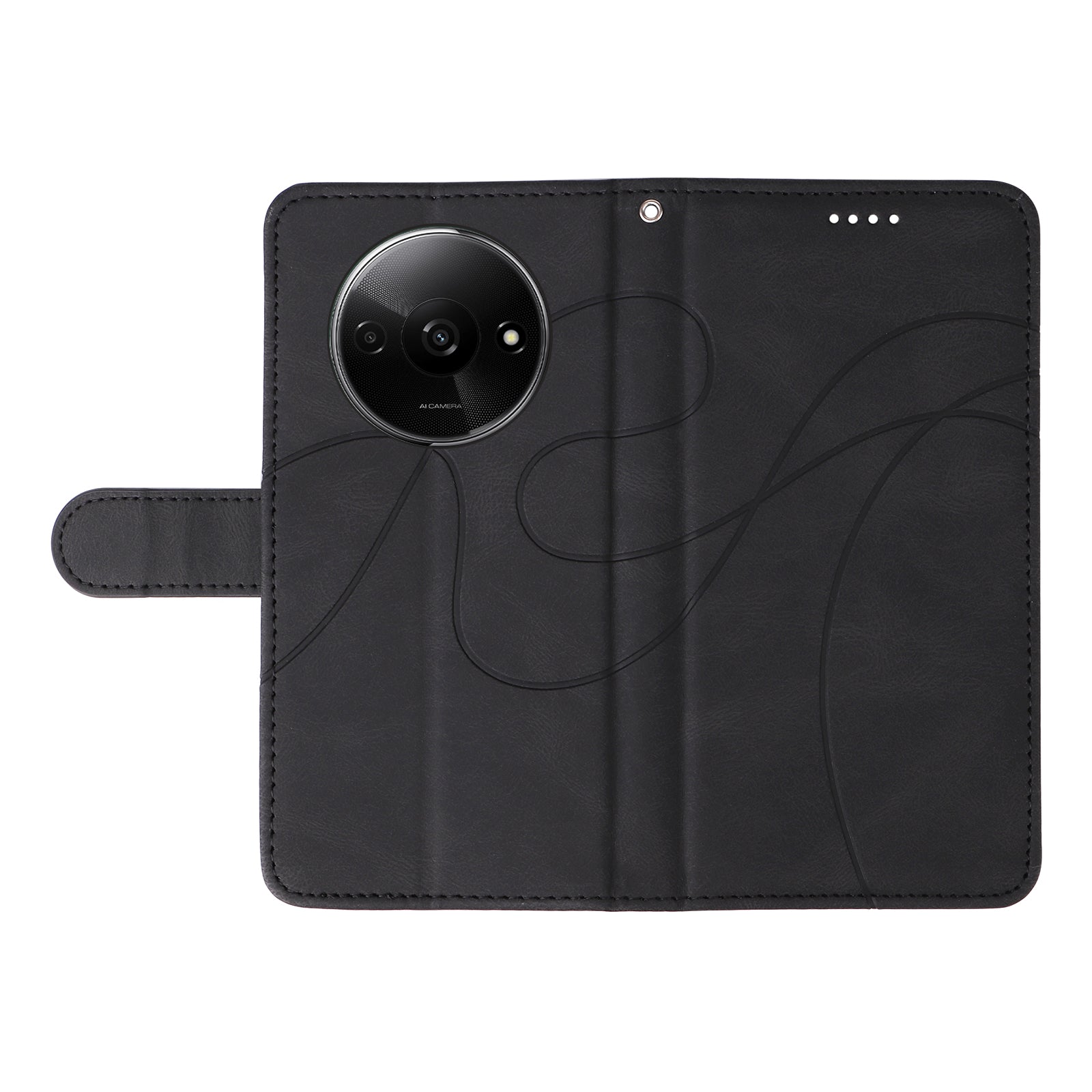 For Xiaomi Redmi A3 / Poco C61 4G Phone Case Imprinted Curved Line Leather Flip Cover