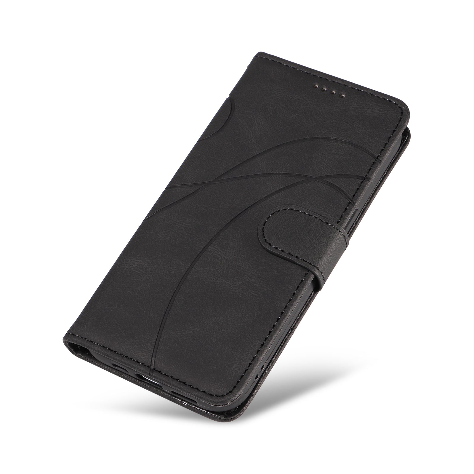 For Xiaomi Redmi A3 / Poco C61 4G Phone Case Imprinted Curved Line Leather Flip Cover