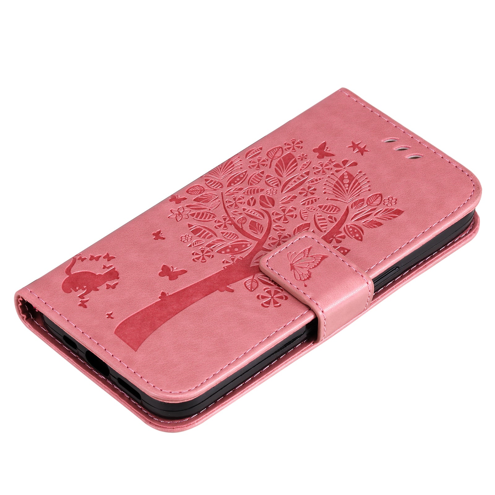 KT Imprinting Flower Series-3 For Xiaomi Redmi A3 / Poco C61 4G Wallet Case Cat Tree Pattern Leather Phone Cover