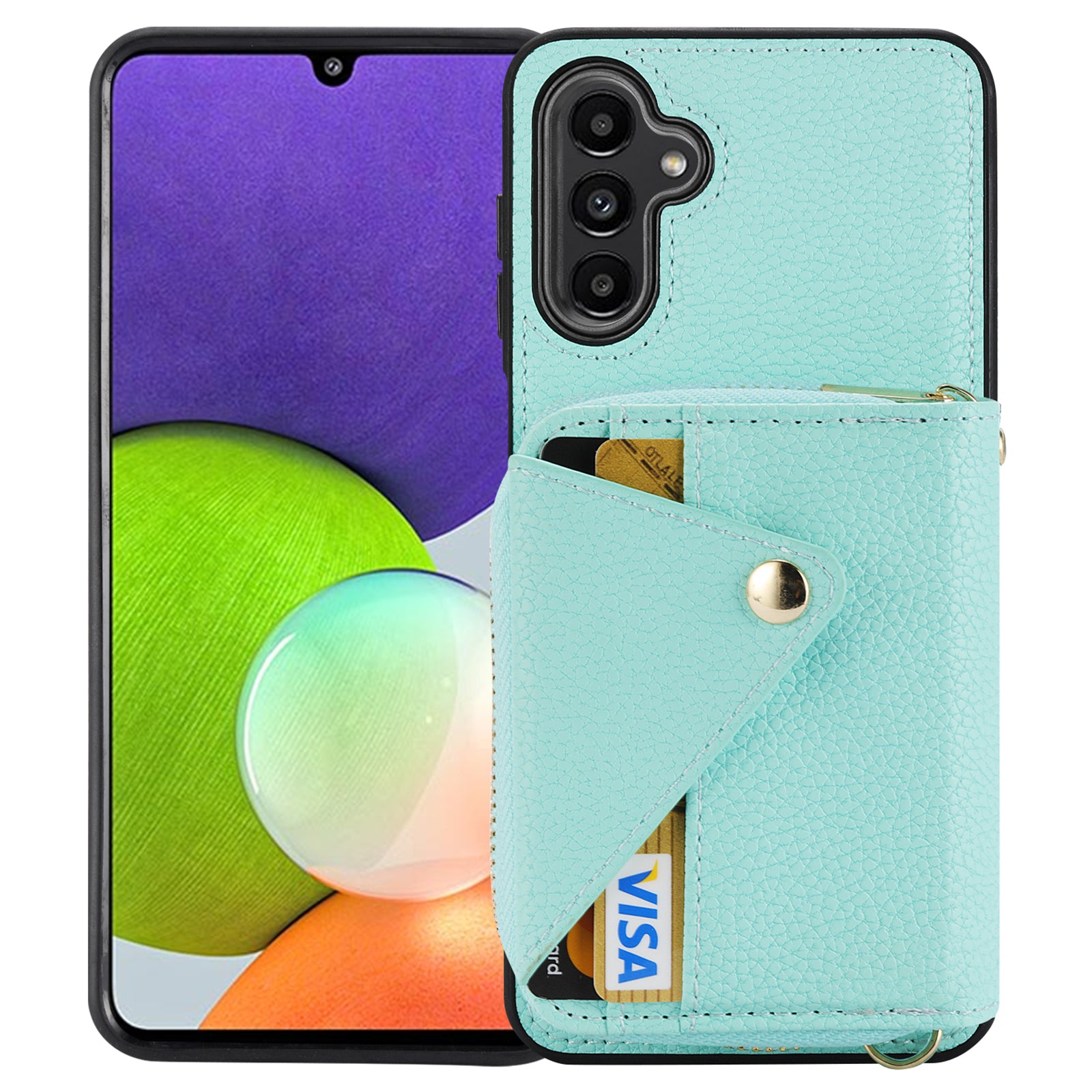 For Samsung Galaxy A24 4G (162.1 x 77.6 x 8.3mm) Case RFID Blocking Leather Kickstand Phone Cover