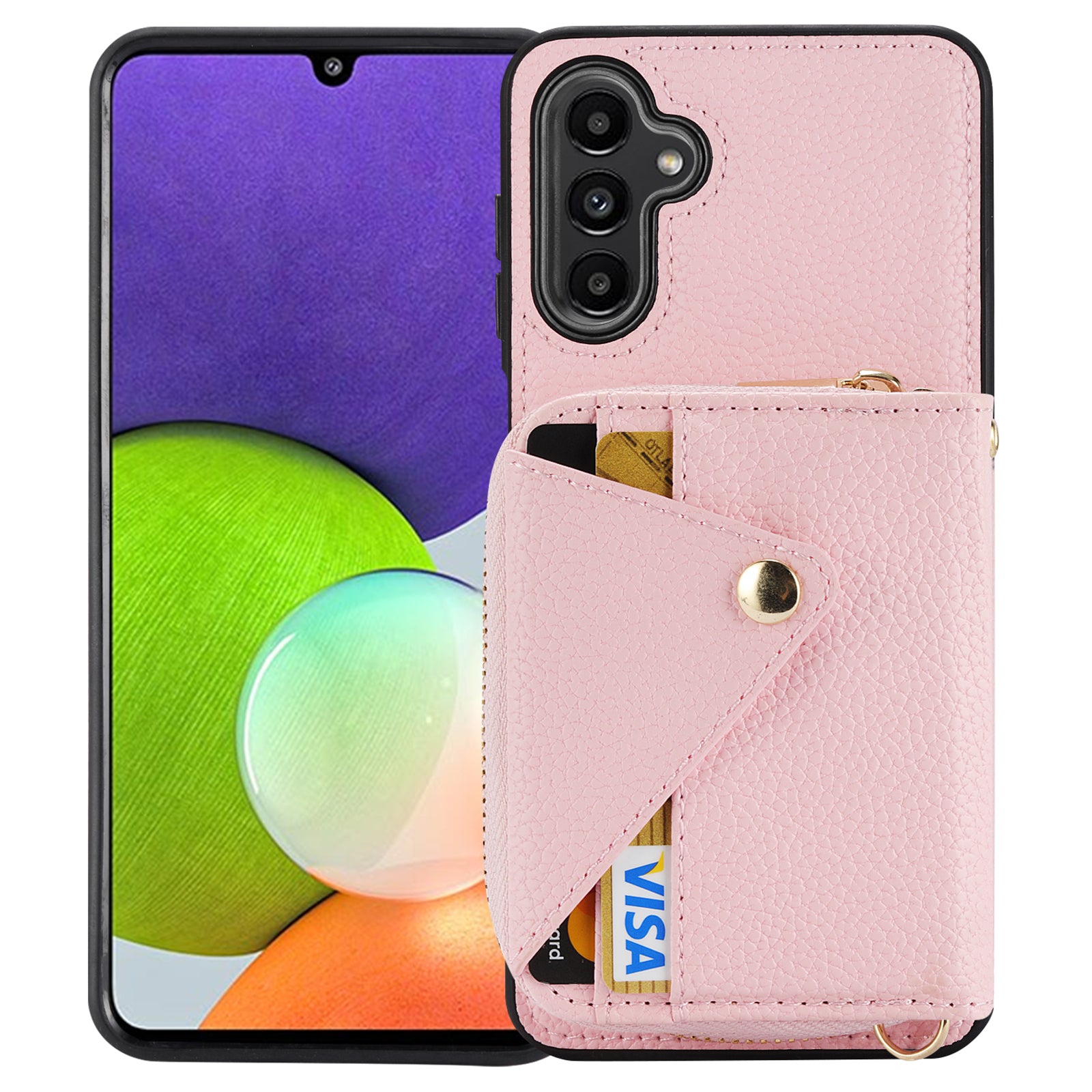 For Samsung Galaxy A24 4G (162.1 x 77.6 x 8.3mm) Case RFID Blocking Leather Kickstand Phone Cover