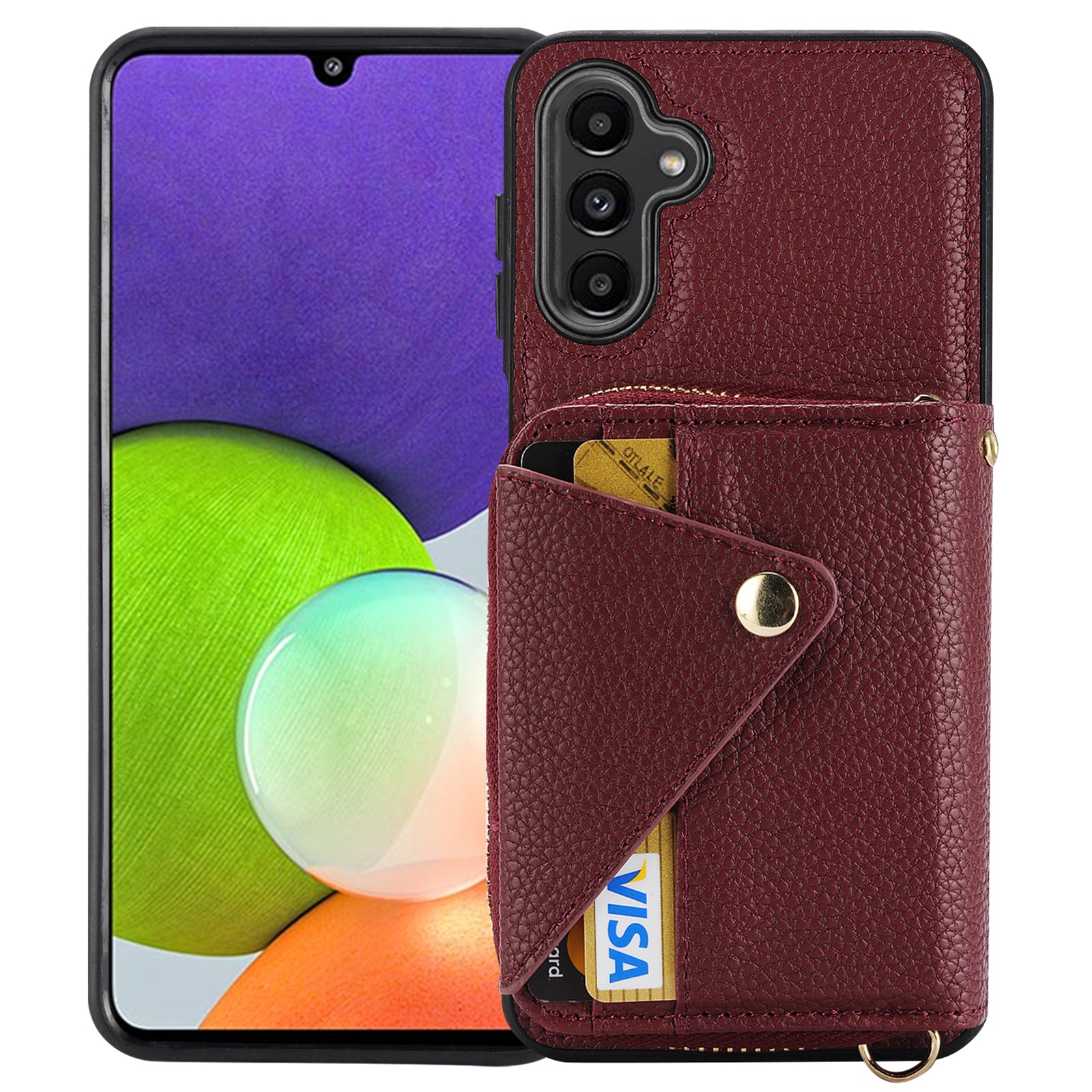 For Samsung Galaxy A24 4G (162.1 x 77.6 x 8.3mm) Case RFID Blocking Leather Kickstand Phone Cover