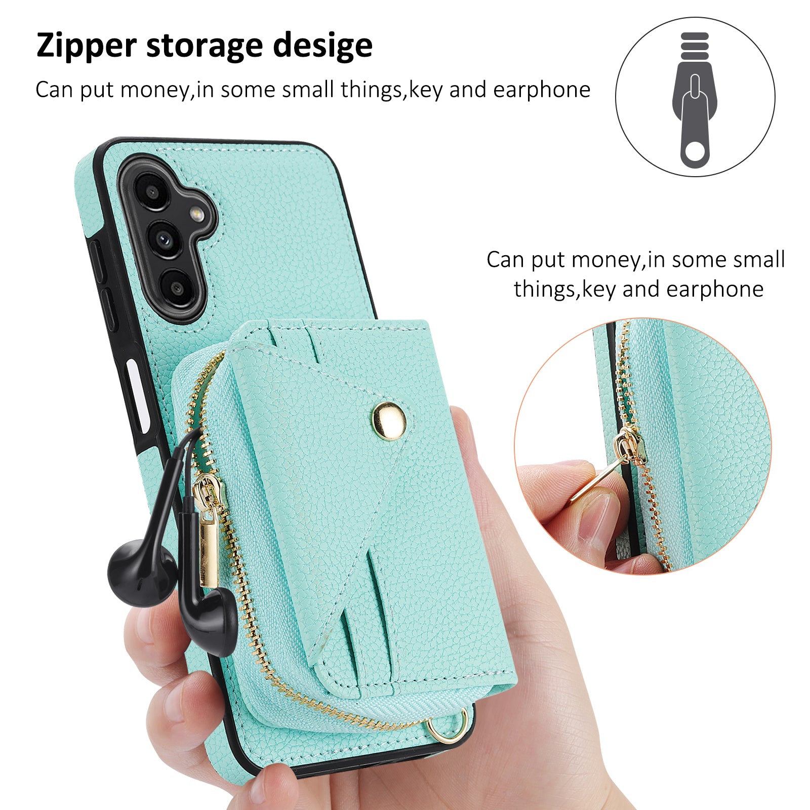 For Samsung Galaxy A14 5G / A14 4G Case Leather+TPU Kickstand Phone Cover RFID Blocking