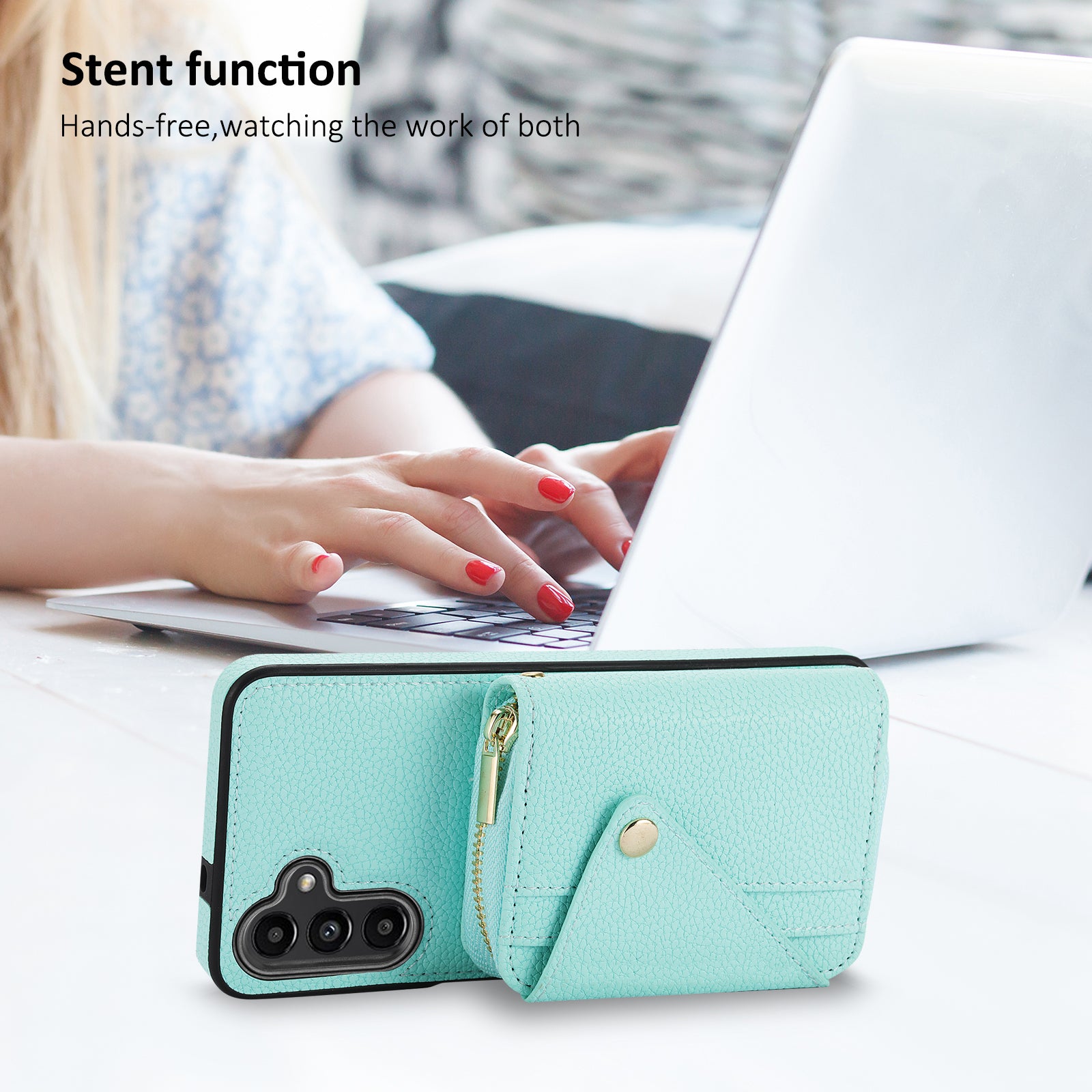 For Samsung Galaxy A14 5G / A14 4G Case Leather+TPU Kickstand Phone Cover RFID Blocking