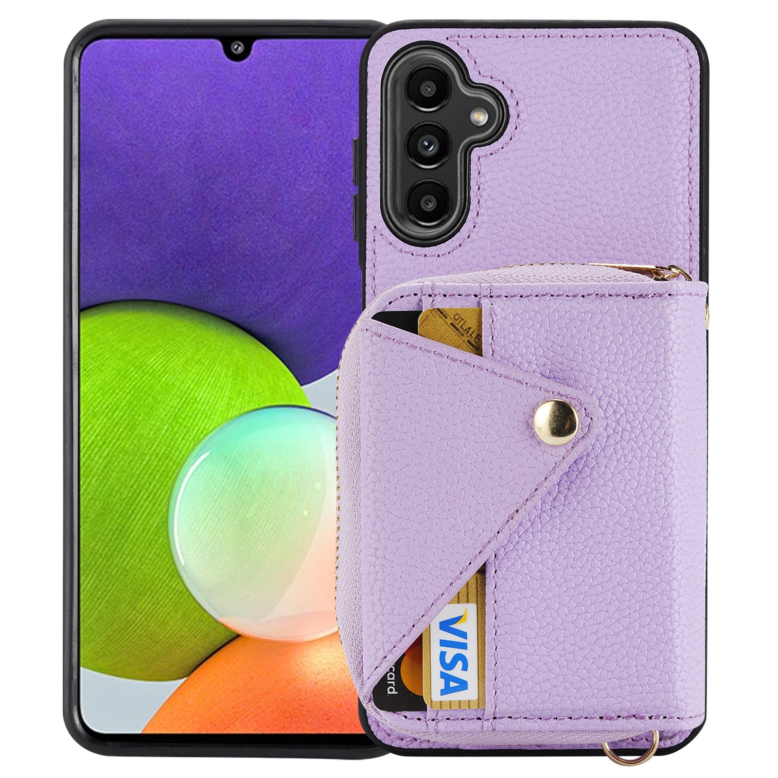 For Samsung Galaxy A14 5G / A14 4G Case Leather+TPU Kickstand Phone Cover RFID Blocking