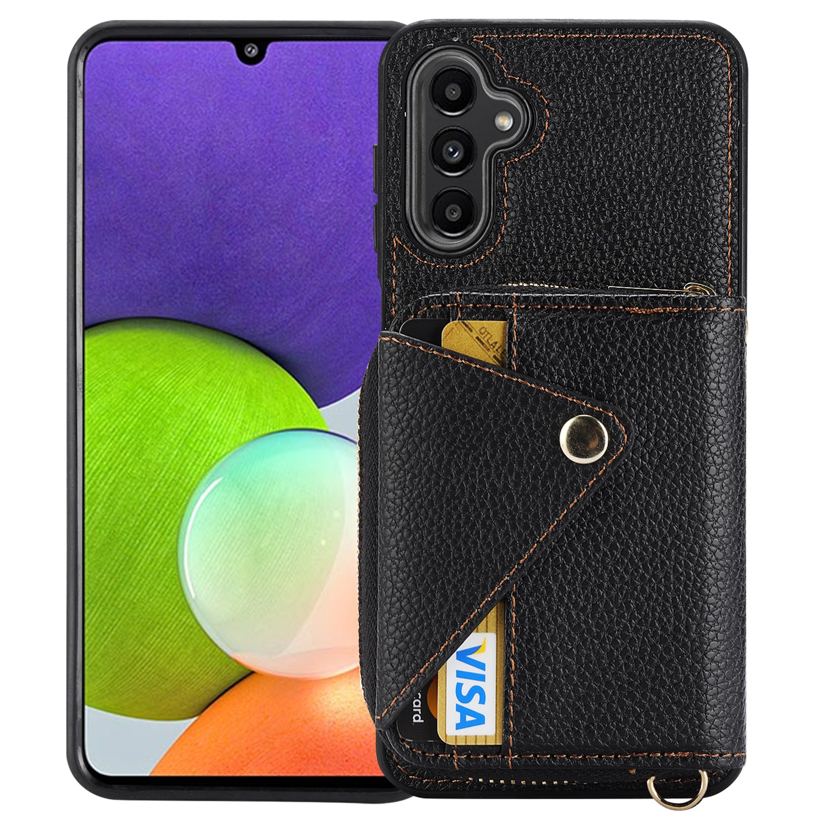 For Samsung Galaxy A14 5G / A14 4G Case Leather+TPU Kickstand Phone Cover RFID Blocking