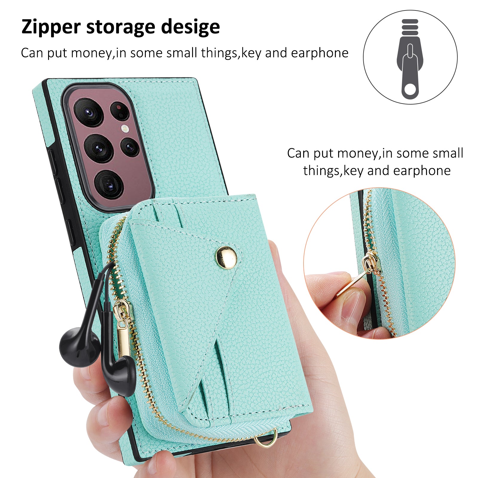 For Samsung Galaxy S23 Ultra Case RFID Blocking PU Leather Protective Shell with Snap Button