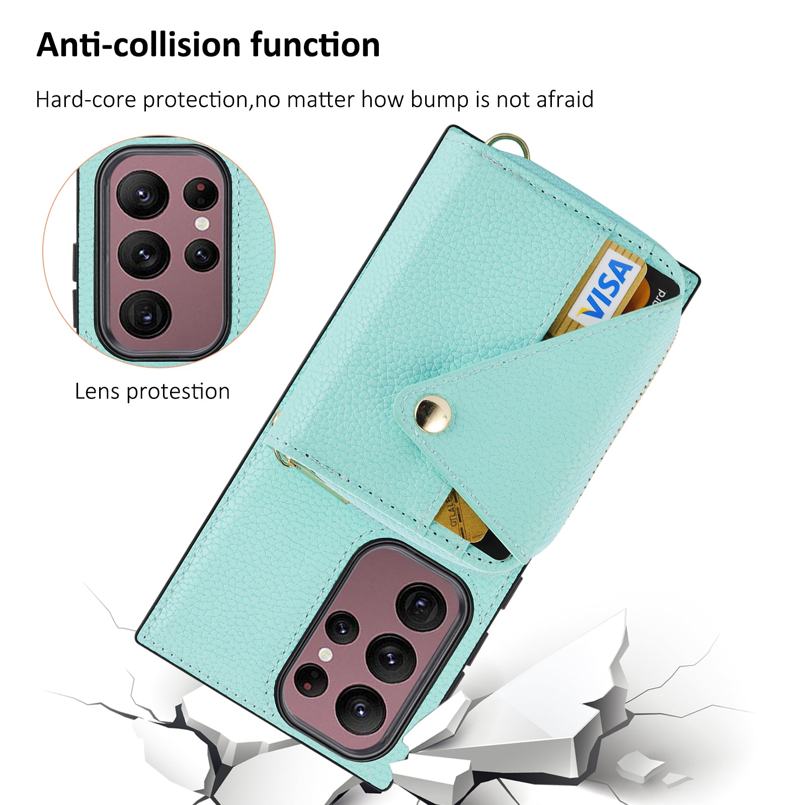For Samsung Galaxy S23 Ultra Case RFID Blocking PU Leather Protective Shell with Snap Button