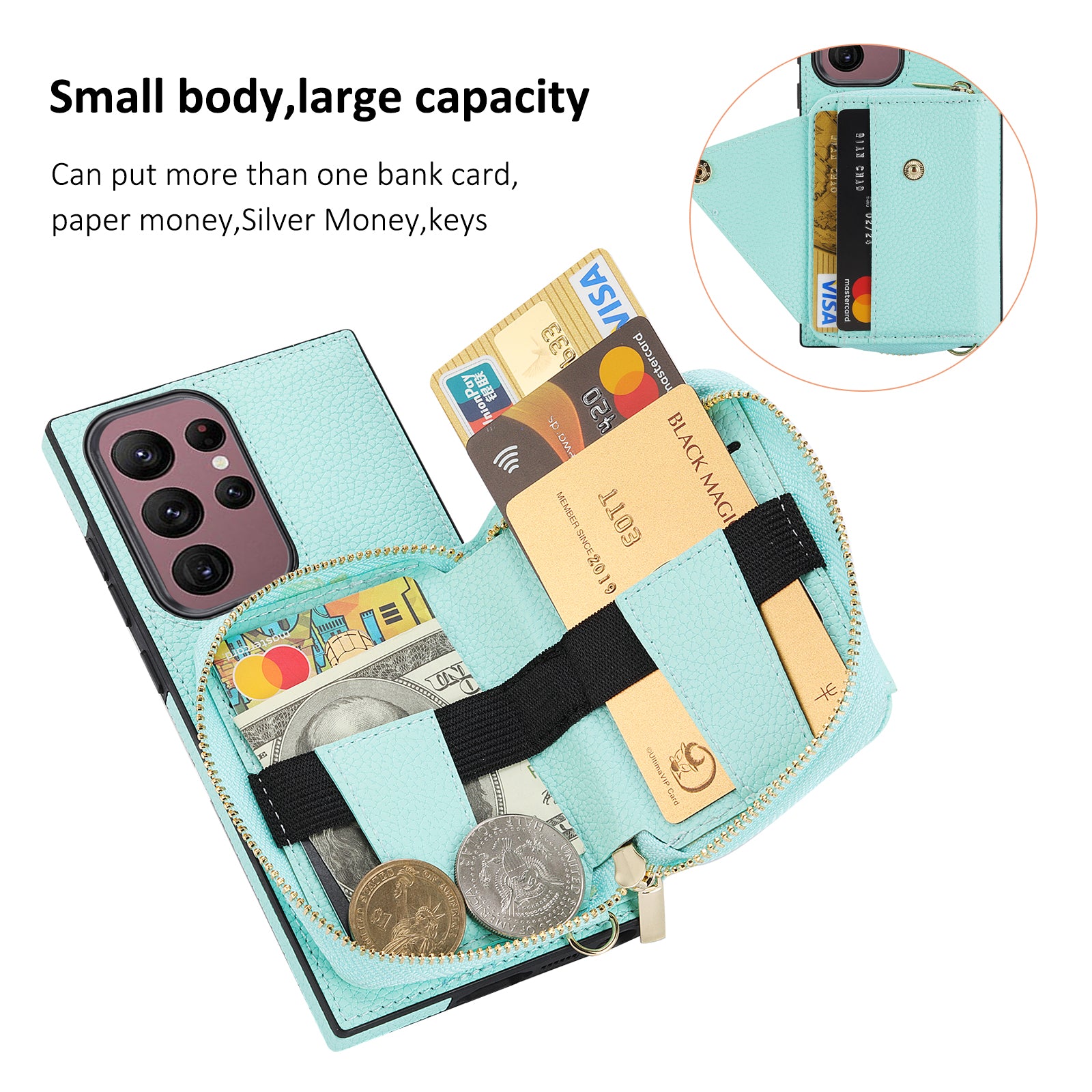 For Samsung Galaxy S23 Ultra Case RFID Blocking PU Leather Protective Shell with Snap Button