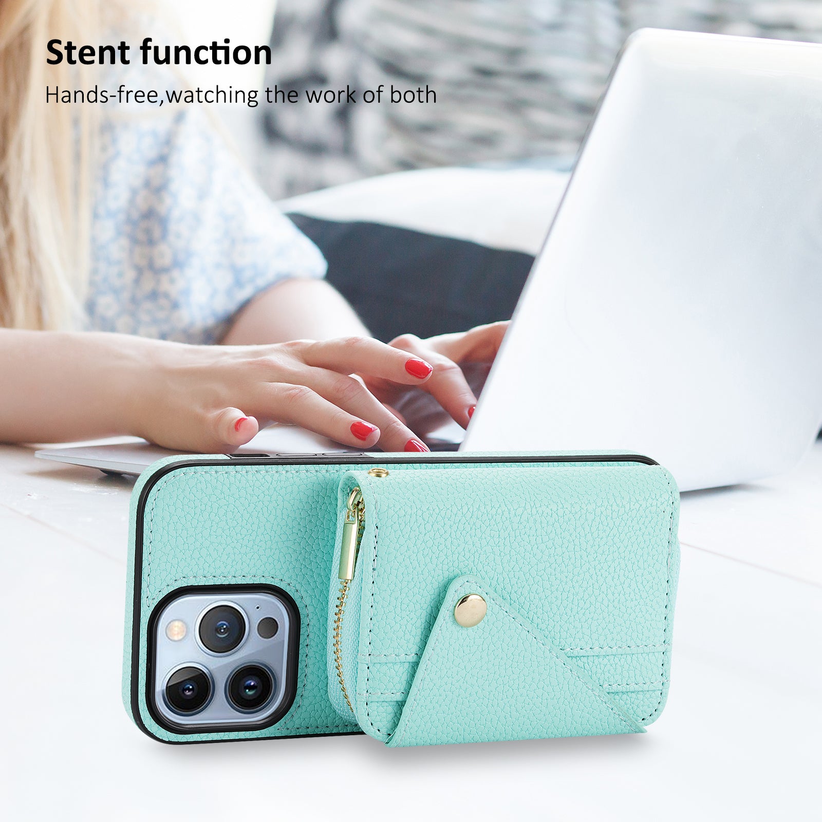 Zipper Wallet Case for iPhone 15 Pro Shell RFID Blocking Card Slots Phone Cover