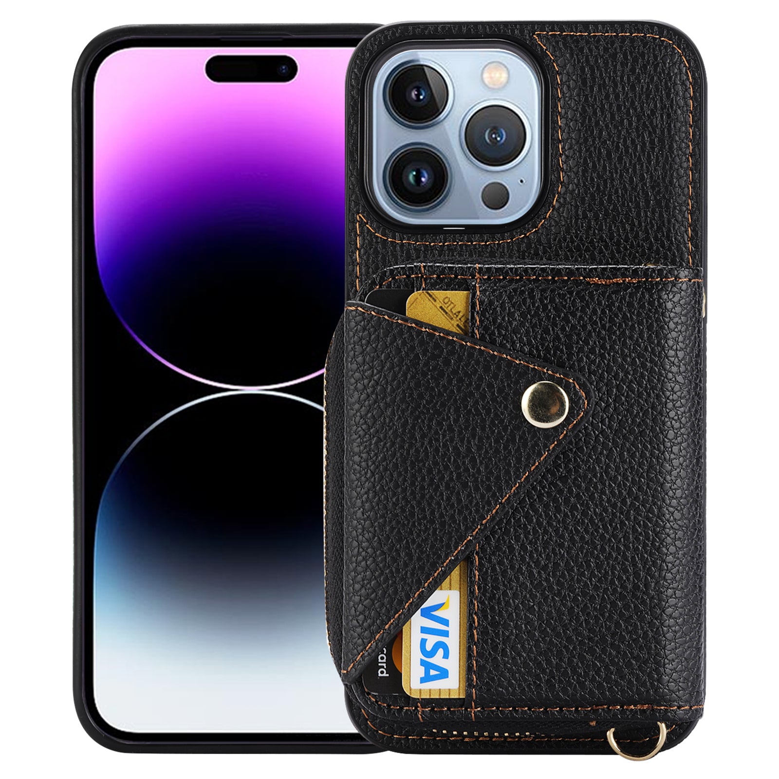 Zipper Wallet Case for iPhone 15 Pro Shell RFID Blocking Card Slots Phone Cover