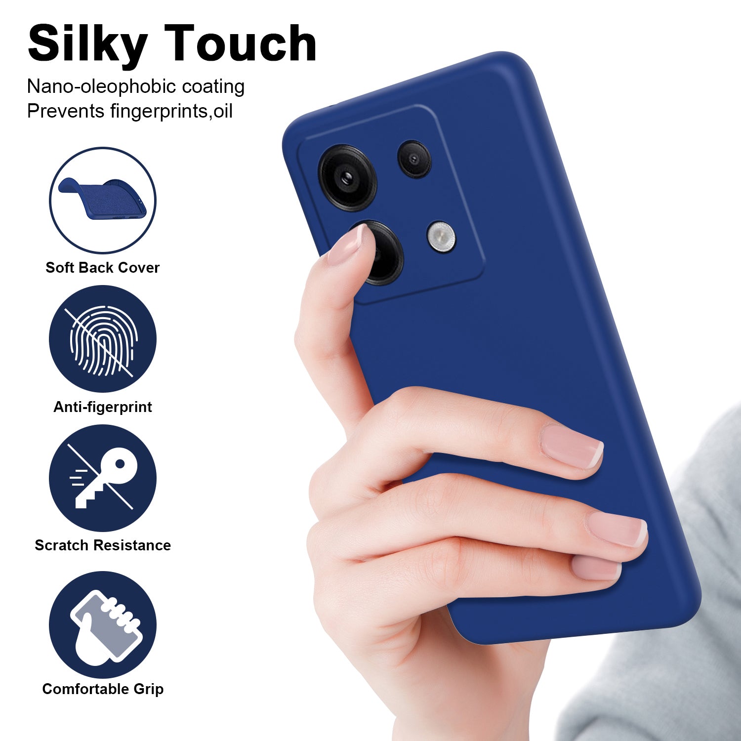 For Xiaomi Redmi Note 13 Pro 5G / Poco X6 5G Case Silky Touch 2.2mm TPU Phone Back Cover
