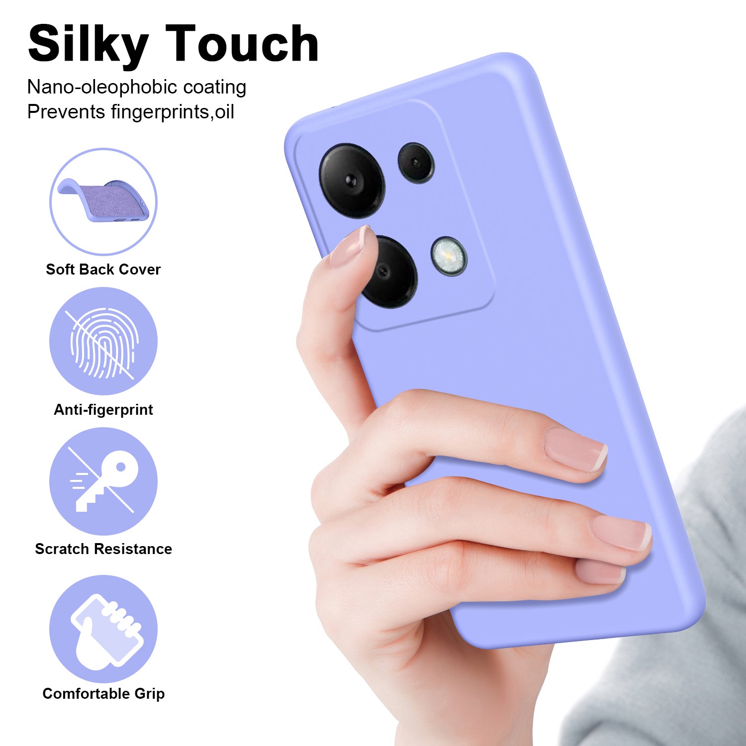 For Xiaomi Redmi Note 13 Pro 4G / Poco M6 Pro 4G TPU Case 2.2mm Rubberized Phone Cover