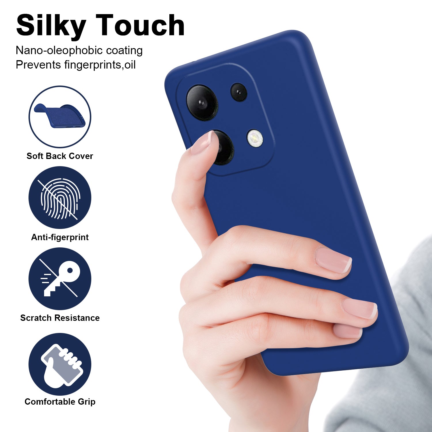 For Xiaomi Redmi Note 13 4G TPU Case 2.2mm Silky Touch Phone Cover Soft Lining