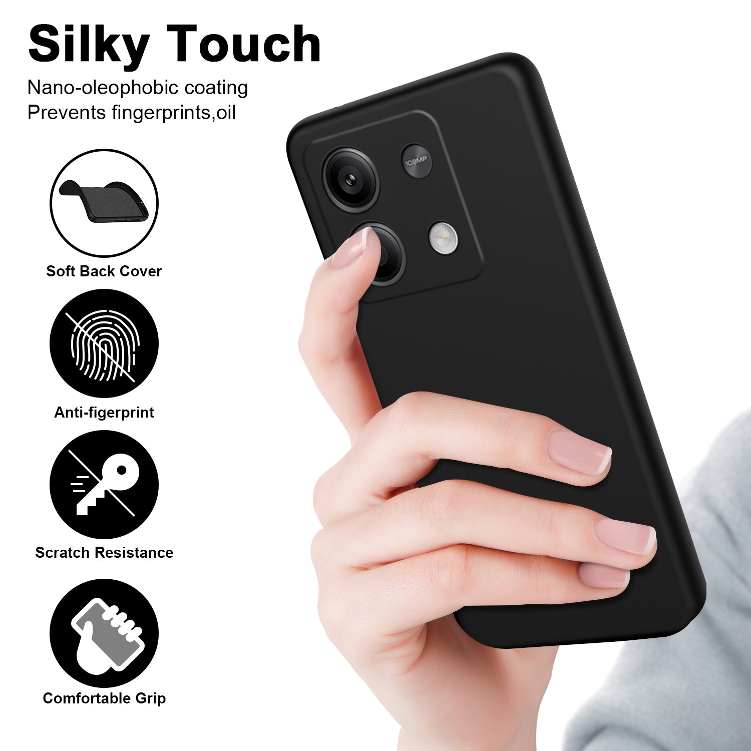 For Xiaomi Redmi Note 13 5G TPU Case 2.2mm Silky Touch Slim Phone Case Soft Lining