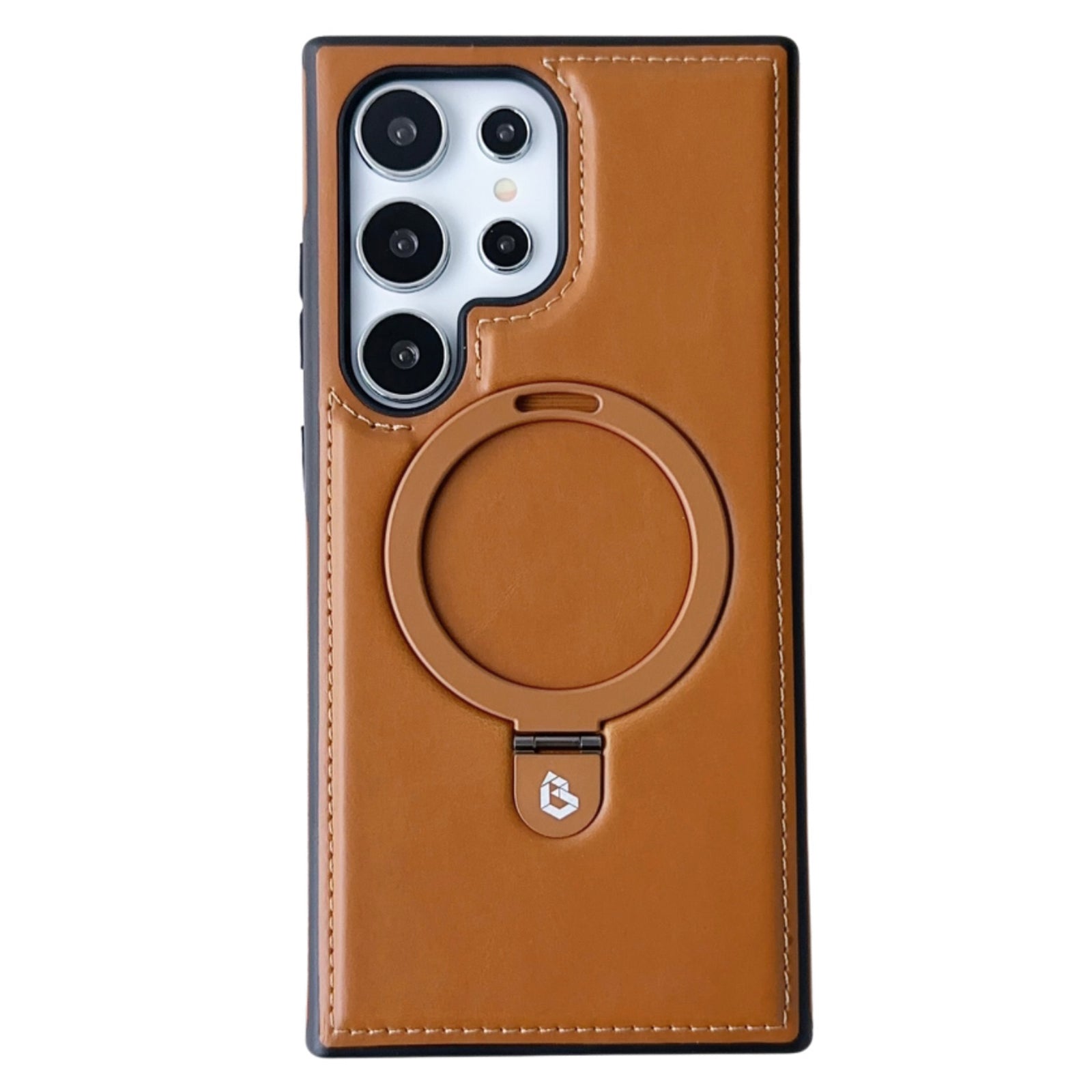 For Samsung Galaxy S24 Ultra Magnetic Case Leather+TPU Ring Kickstand Phone Cover