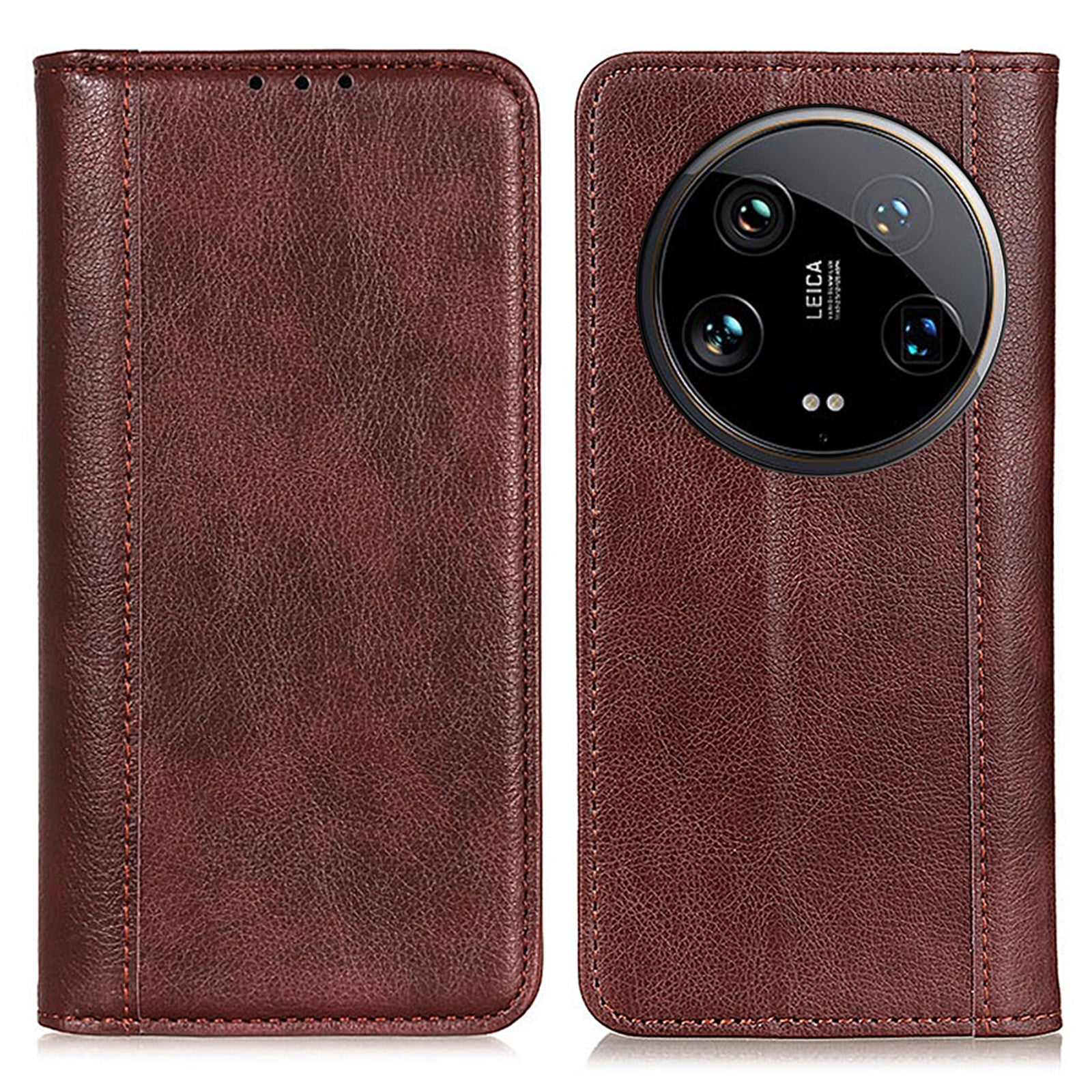 For Xiaomi 14 Ultra Case Litchi Texture Split Leather Wallet Phone Cover Magnetic Closing