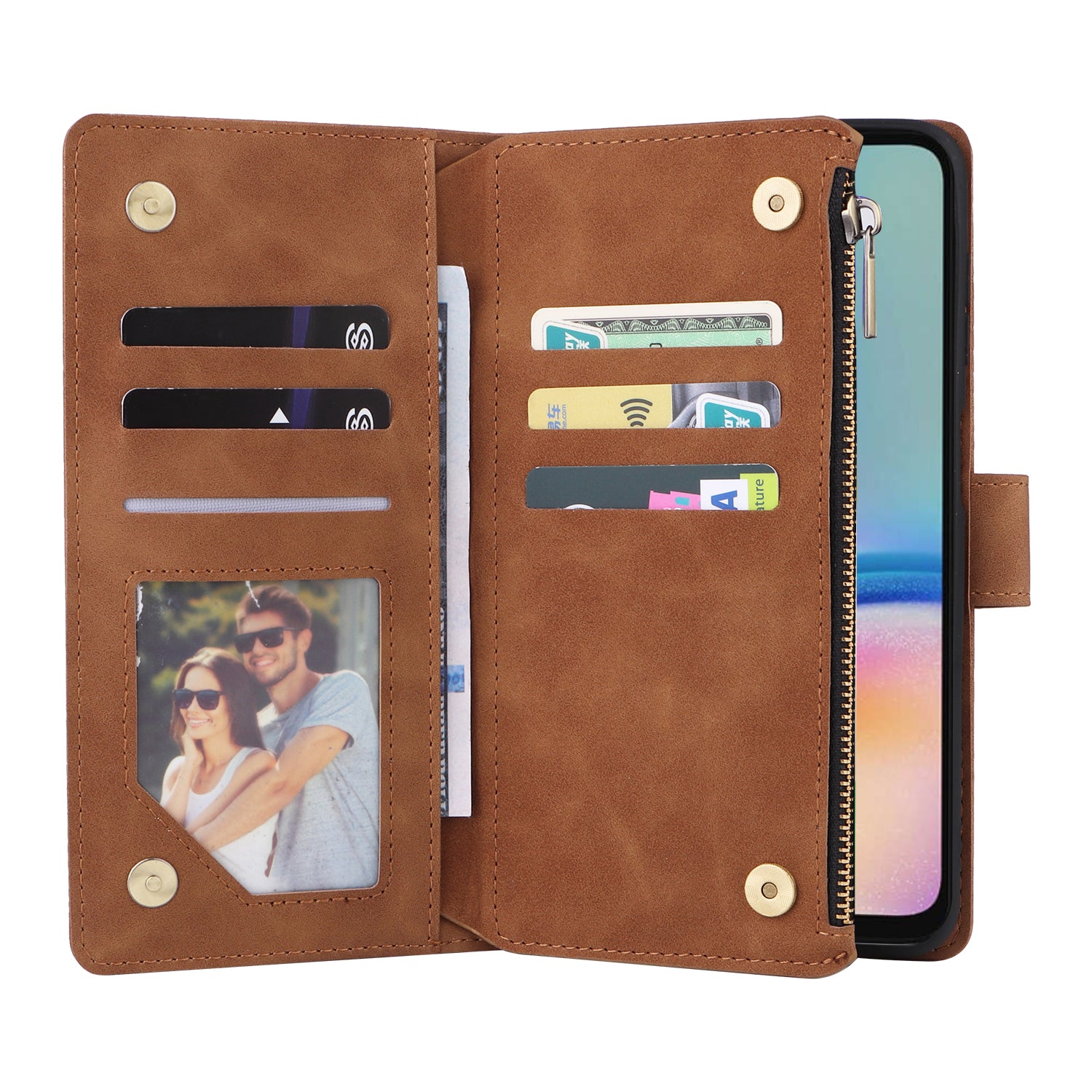 For Samsung Galaxy S23 FE Case Ziiper Leather Phone Cover with Multiple Card Slots Wallet