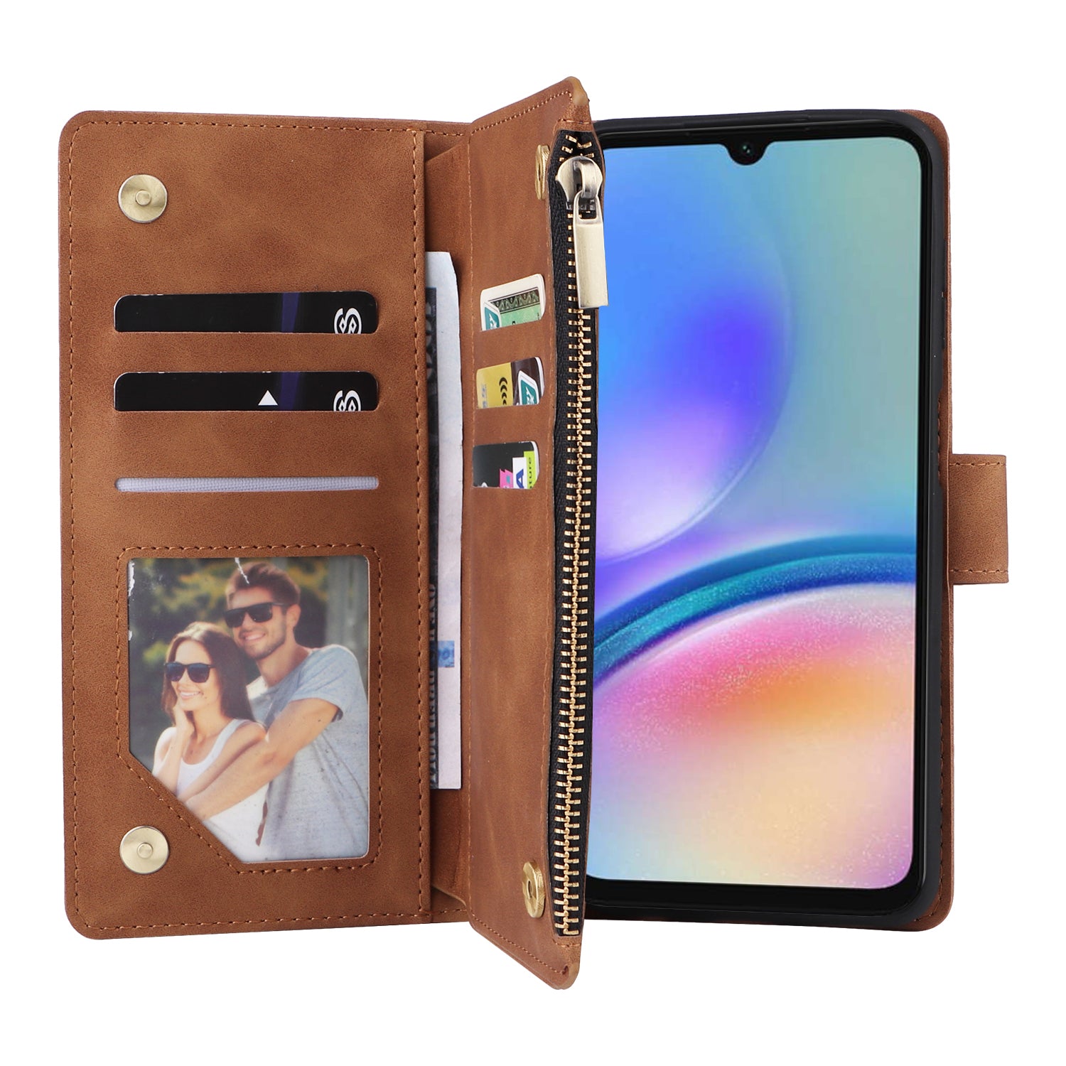 For Samsung Galaxy S23 FE Case Ziiper Leather Phone Cover with Multiple Card Slots Wallet