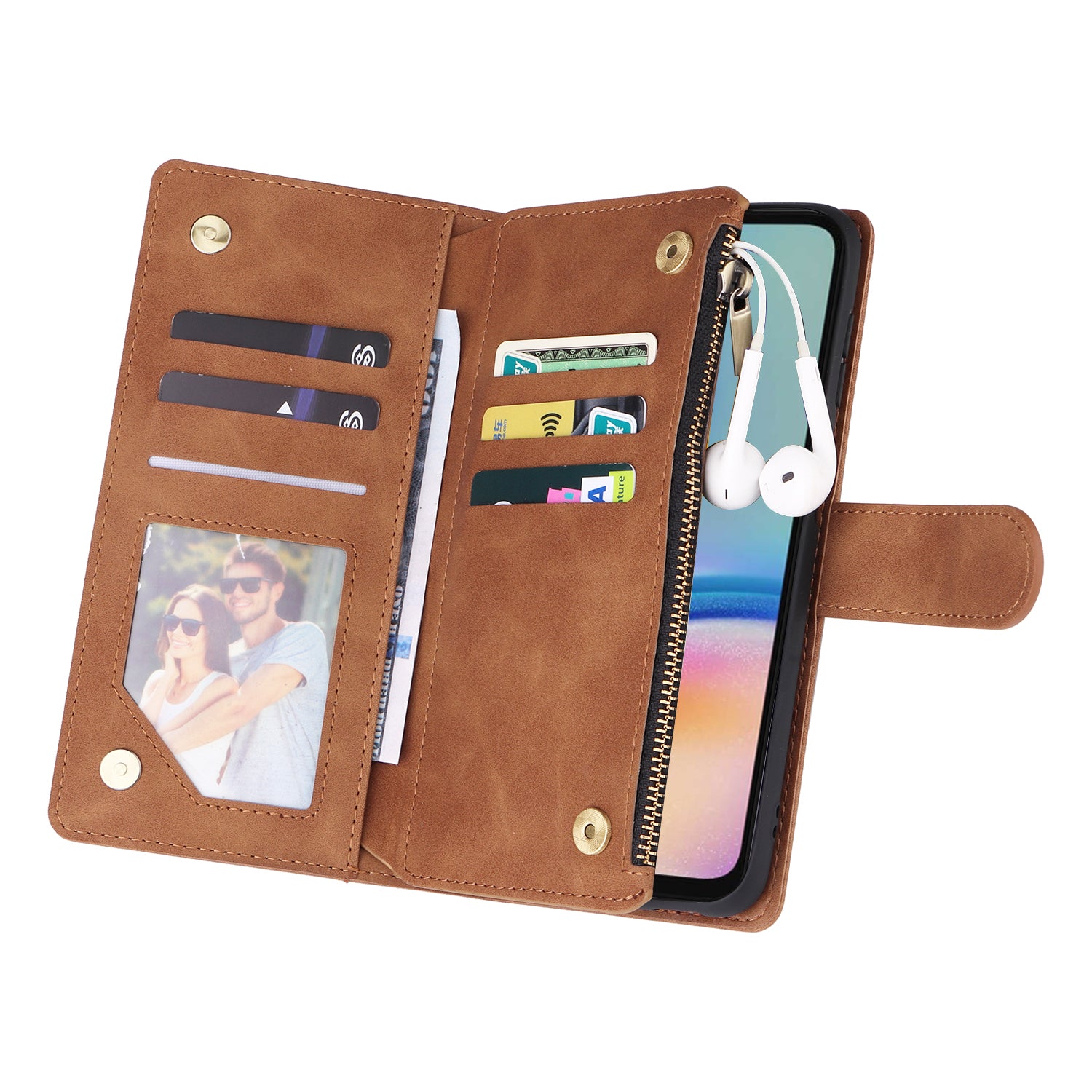 For Samsung Galaxy S23 FE Case Ziiper Leather Phone Cover with Multiple Card Slots Wallet