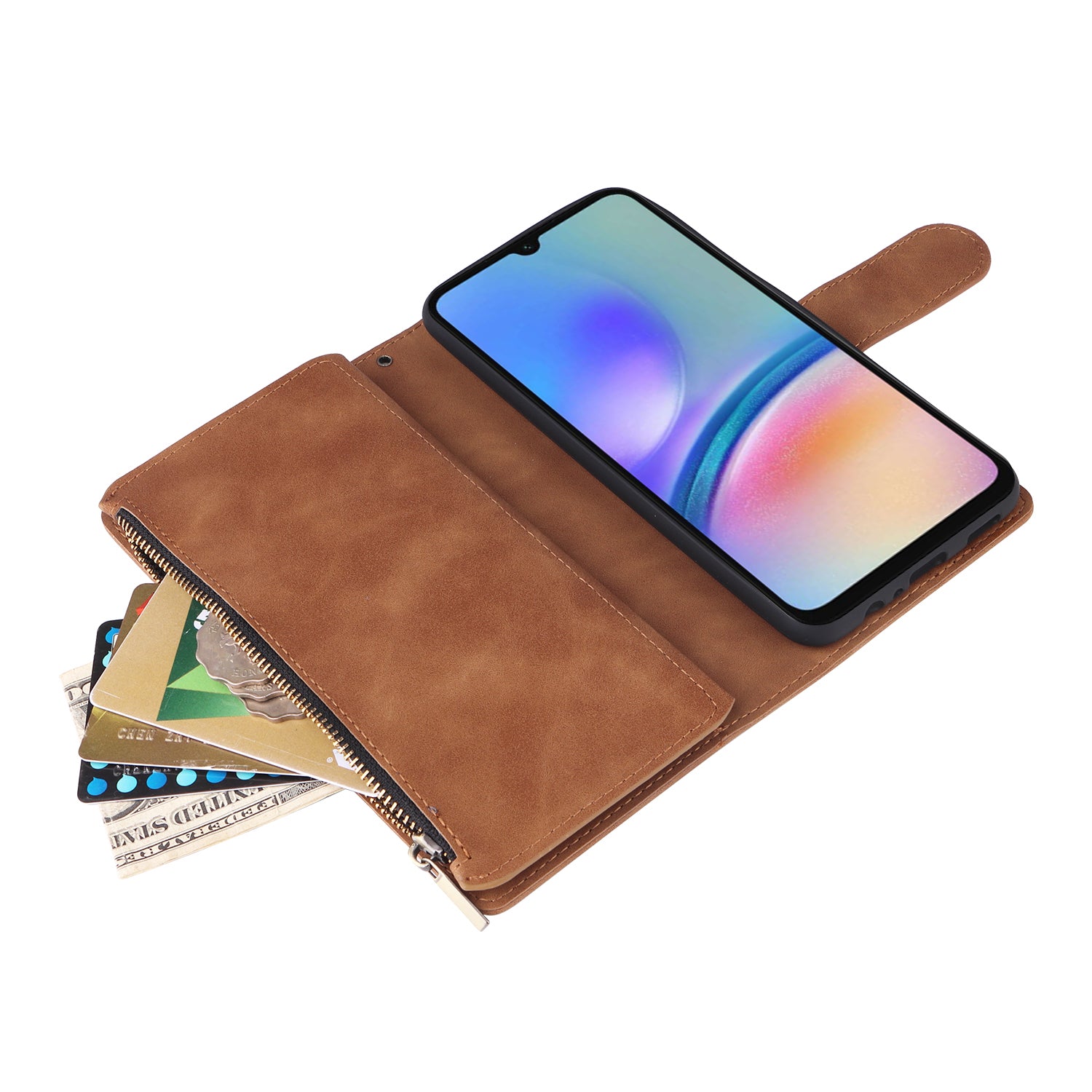 For Samsung Galaxy S23 FE Case Ziiper Leather Phone Cover with Multiple Card Slots Wallet