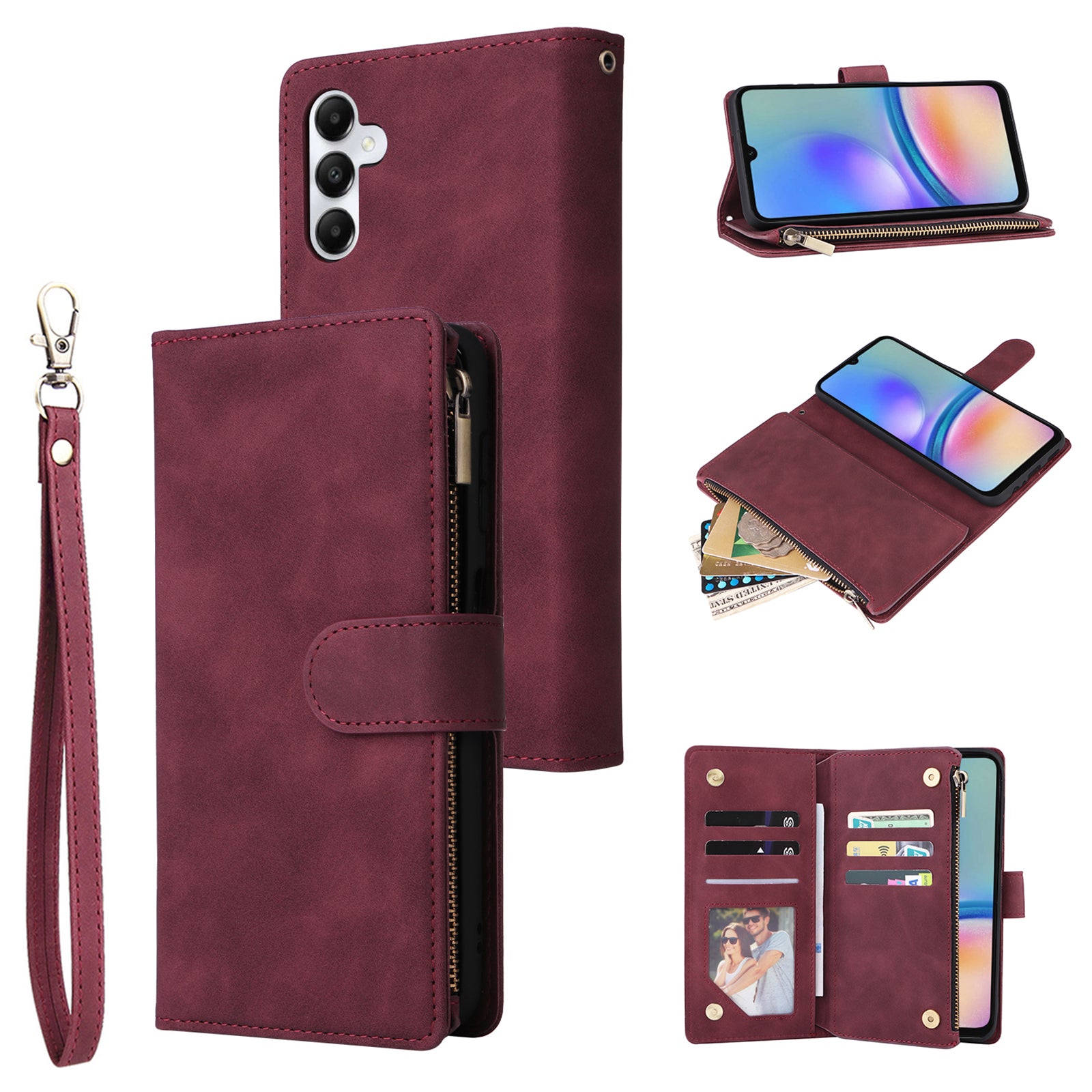 For Samsung Galaxy S23 FE Case Ziiper Leather Phone Cover with Multiple Card Slots Wallet