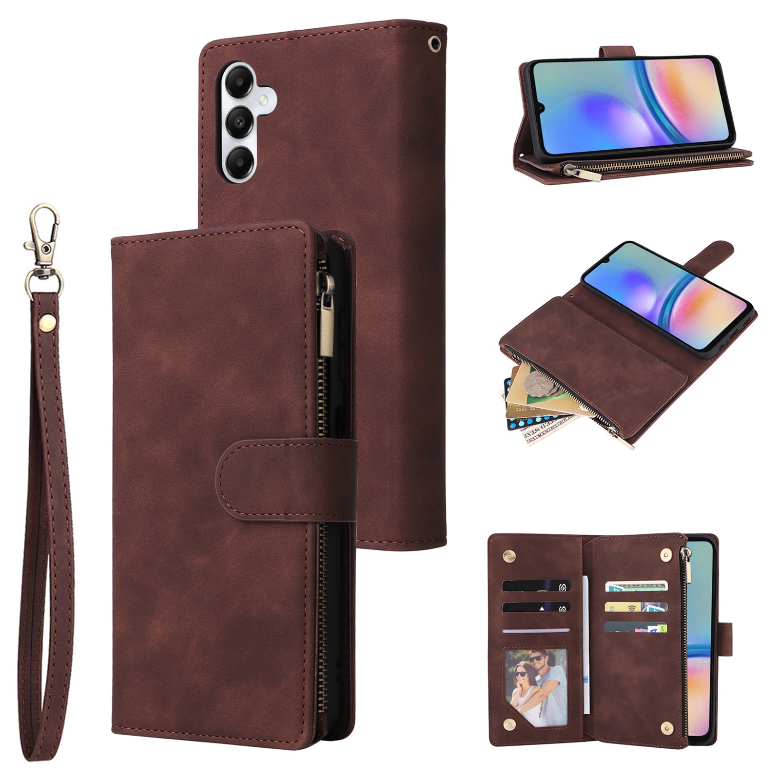 For Samsung Galaxy S23 FE Case Ziiper Leather Phone Cover with Multiple Card Slots Wallet