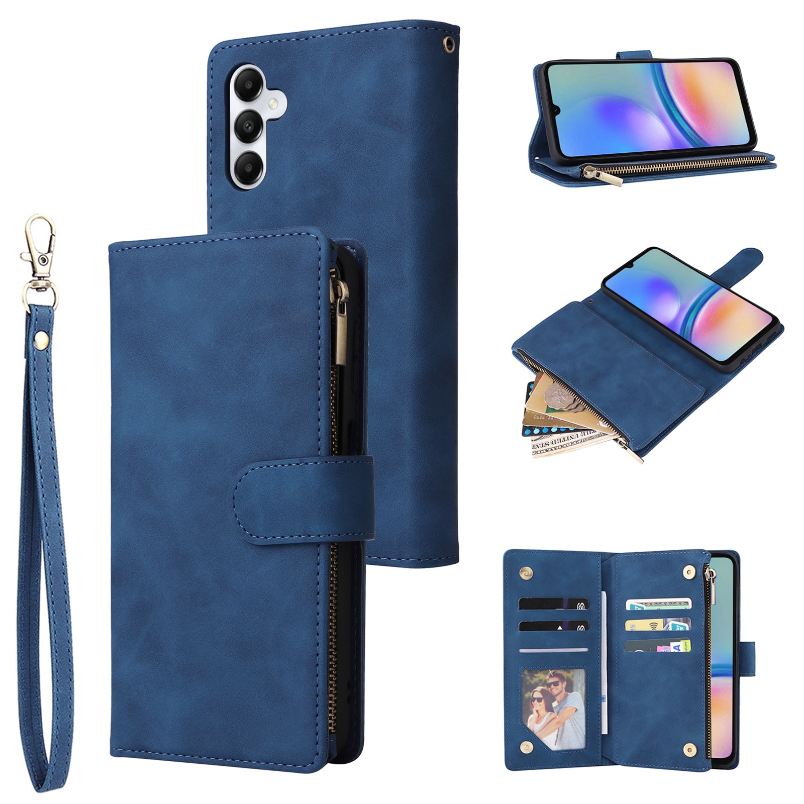 For Samsung Galaxy S23 FE Case Ziiper Leather Phone Cover with Multiple Card Slots Wallet