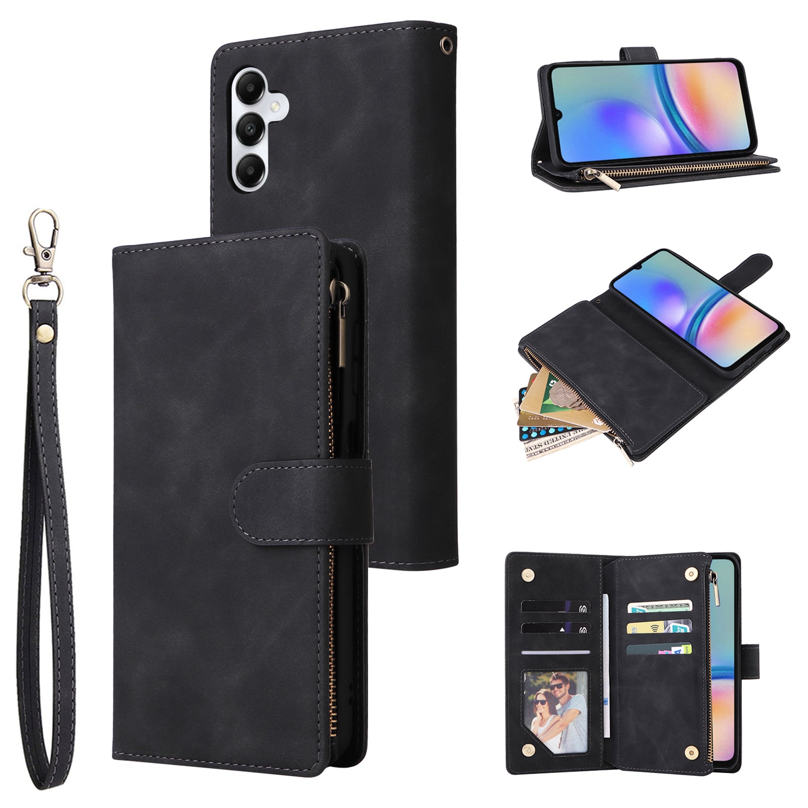 For Samsung Galaxy S23 FE Case Ziiper Leather Phone Cover with Multiple Card Slots Wallet