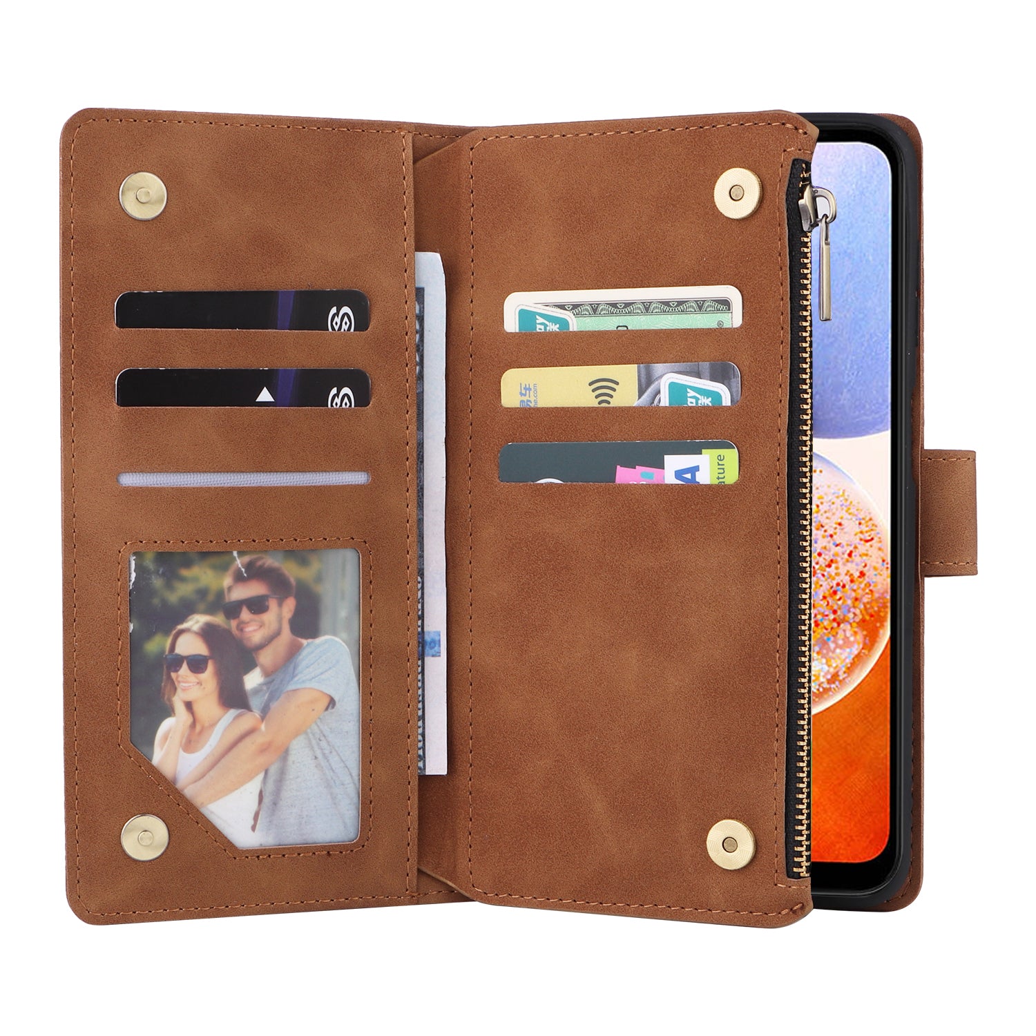 For Samsung Galaxy A05s 4G Case Zipper Phone Leather Cover with Multiple Card Slots