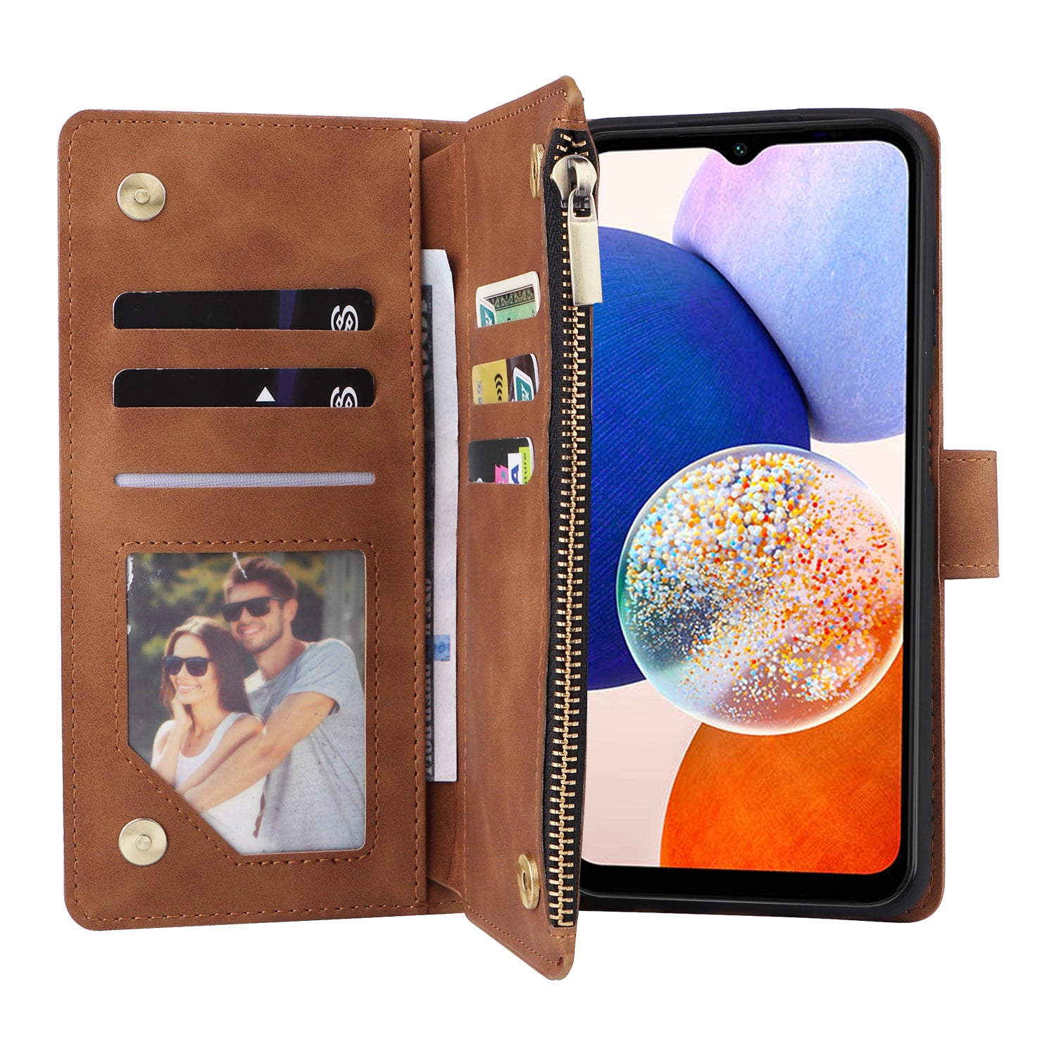 For Samsung Galaxy A05s 4G Case Zipper Phone Leather Cover with Multiple Card Slots