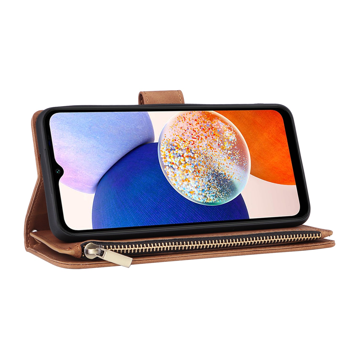 For Samsung Galaxy A05s 4G Case Zipper Phone Leather Cover with Multiple Card Slots