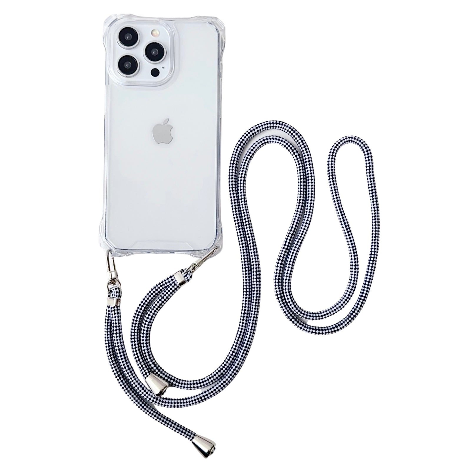 For iPhone 14 Pro Max TPU Case with Thin Lanyard Reinforced Corner Clear Back Phone Cover