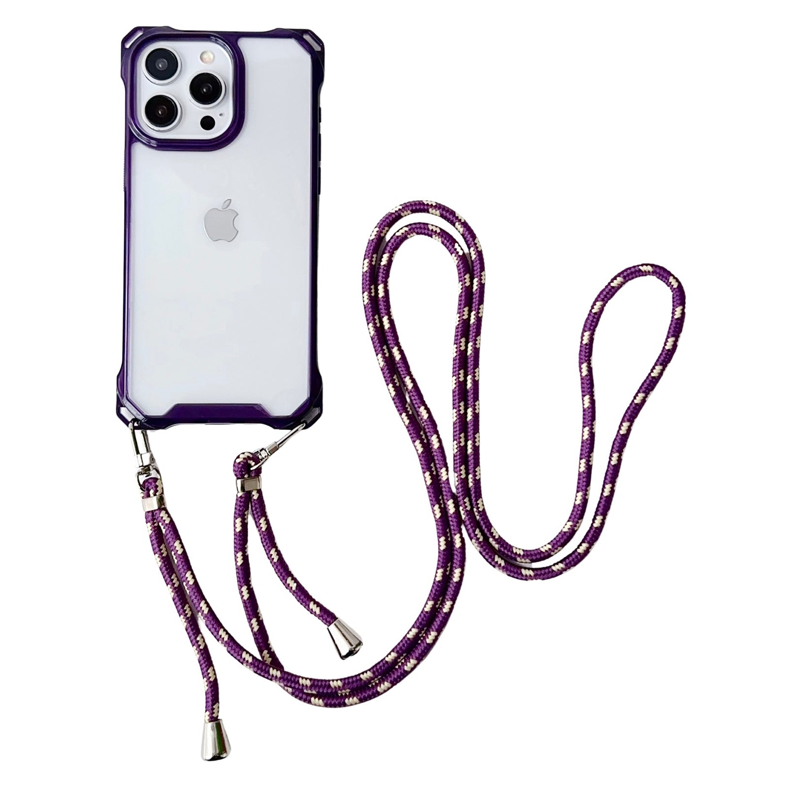 For iPhone 14 Pro Max TPU Case with Thin Lanyard Reinforced Corner Clear Back Phone Cover