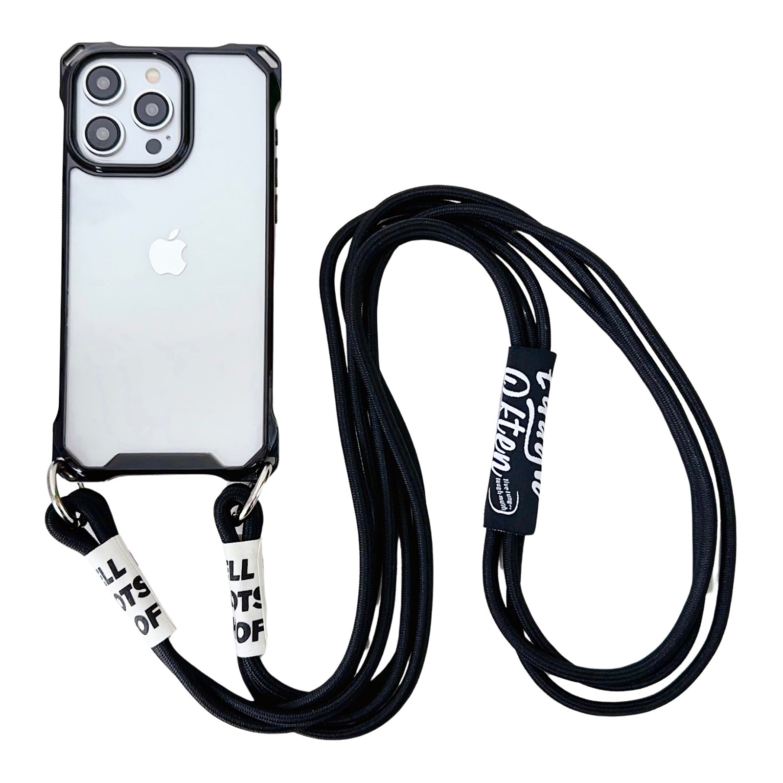 For iPhone 14 Pro Cell Phone Cases Reinforced Corner Clear TPU Shell with Thick Lanyard