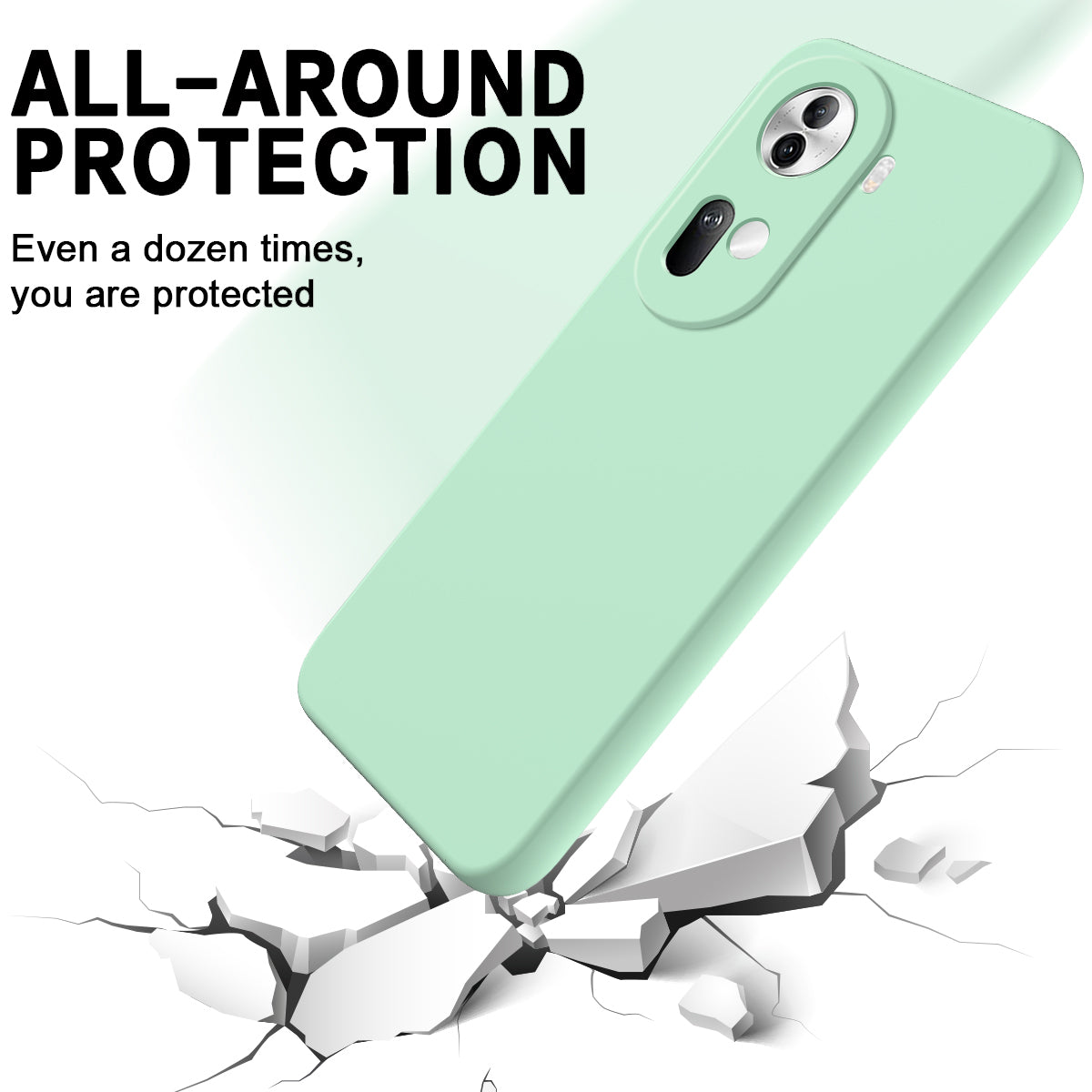 For Oppo Reno11 5G (Global) Liquid Silicone Case Fiber Lining Phone Cover with Strap