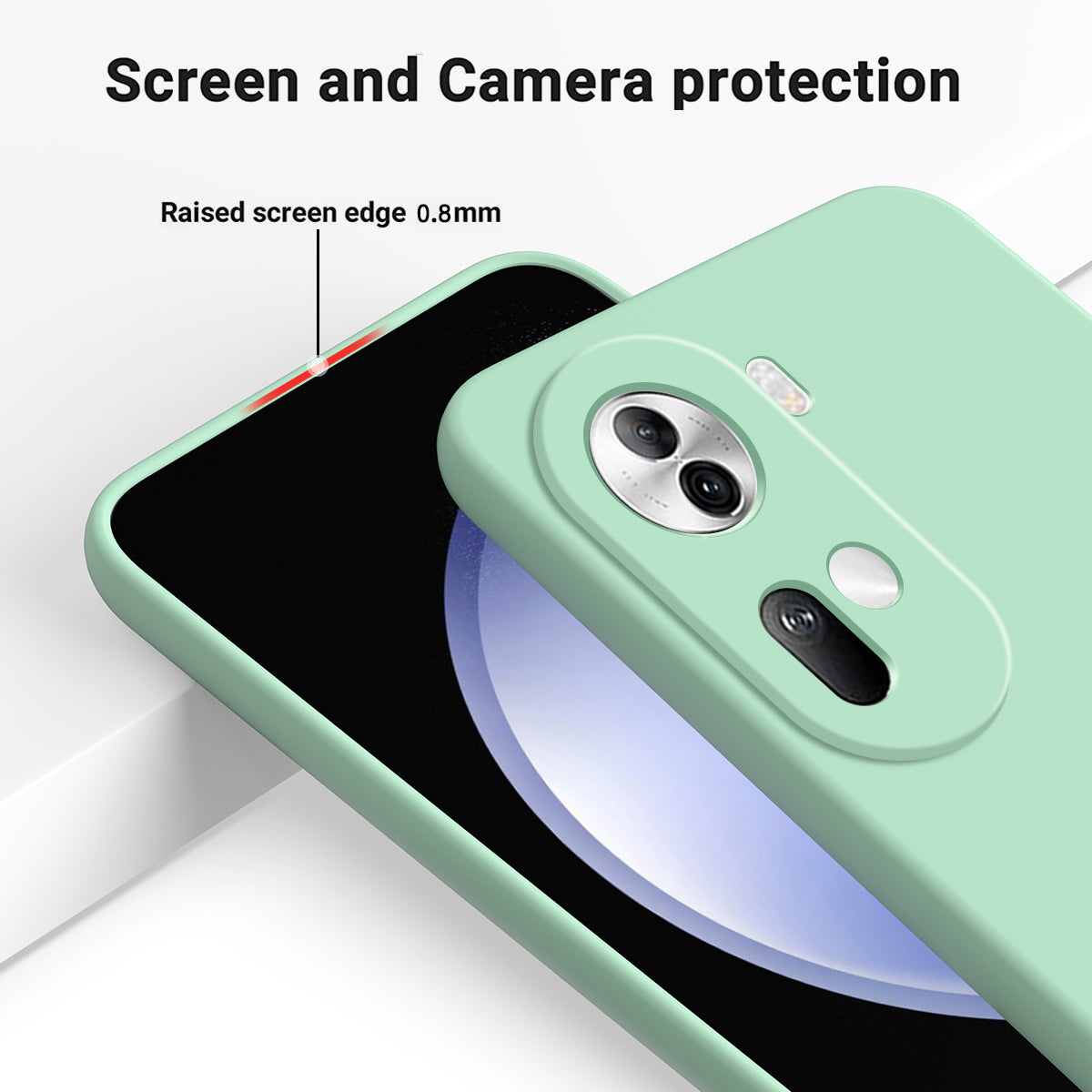 For Oppo Reno11 5G (Global) Liquid Silicone Case Fiber Lining Phone Cover with Strap