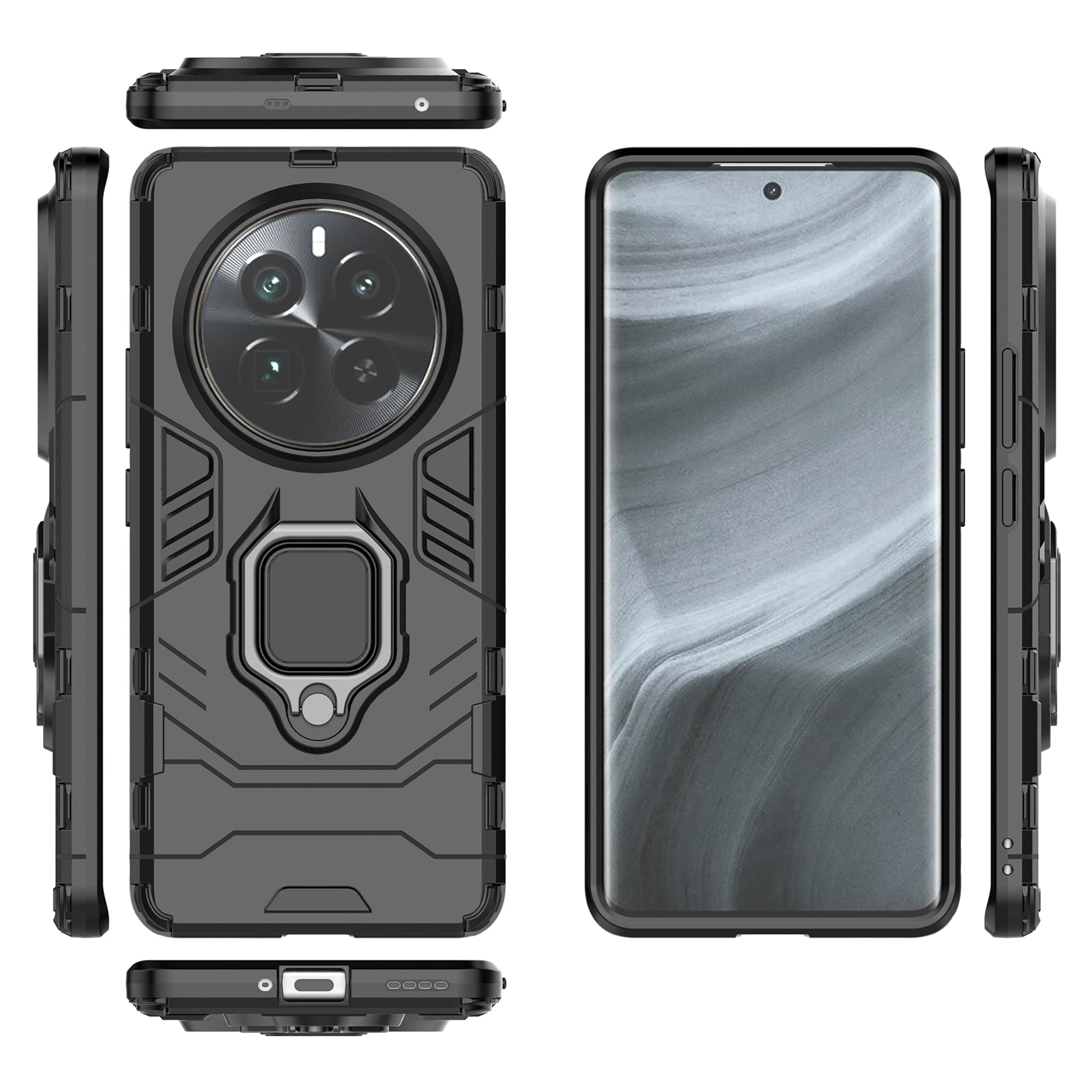 For Realme 12 Pro+ 5G / Realme 12 Pro 5G Shockproof Phone Case Ring Holder Kickstand Phone Cover