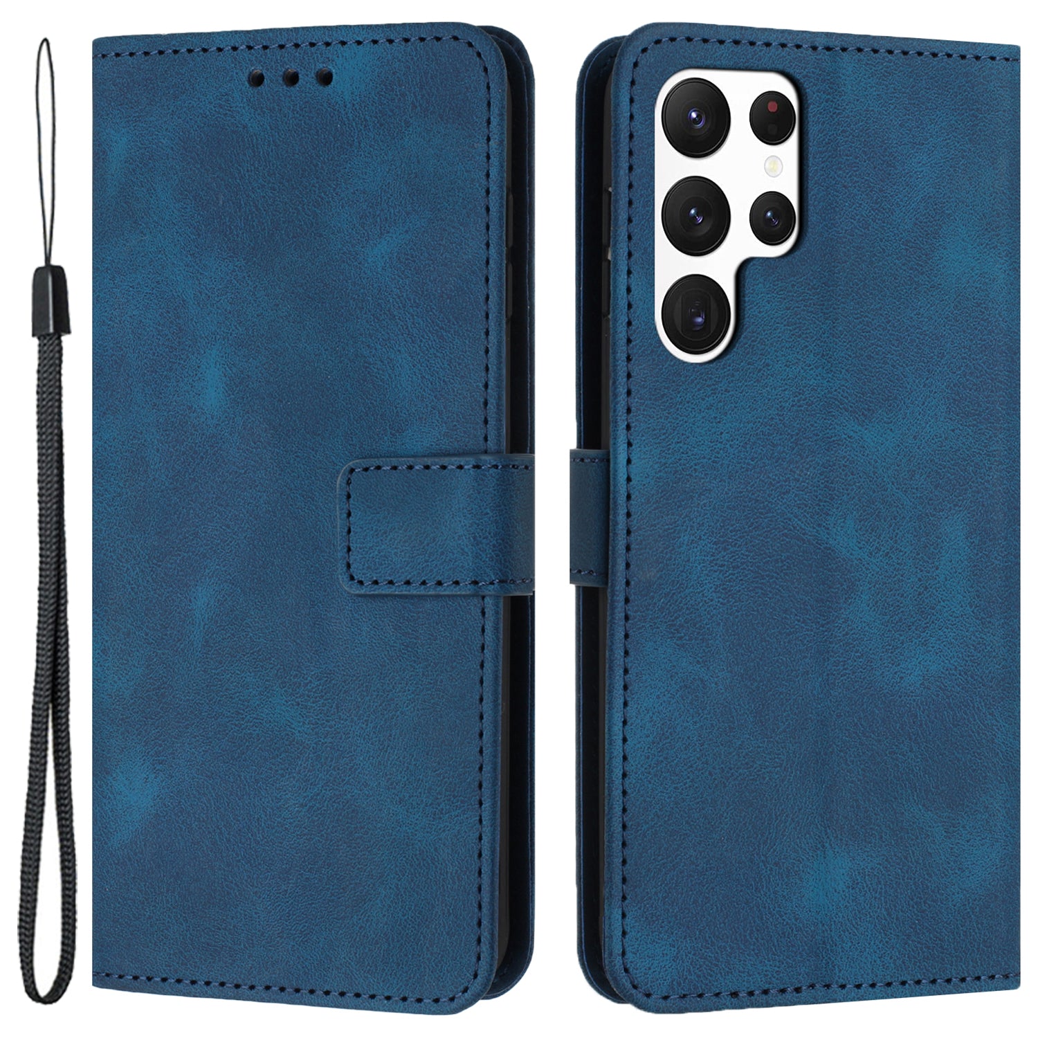 For Samsung Galaxy S24 Ultra Cell Phone Case Skin-touch PU Leather Dustproof Phone Stand Cover