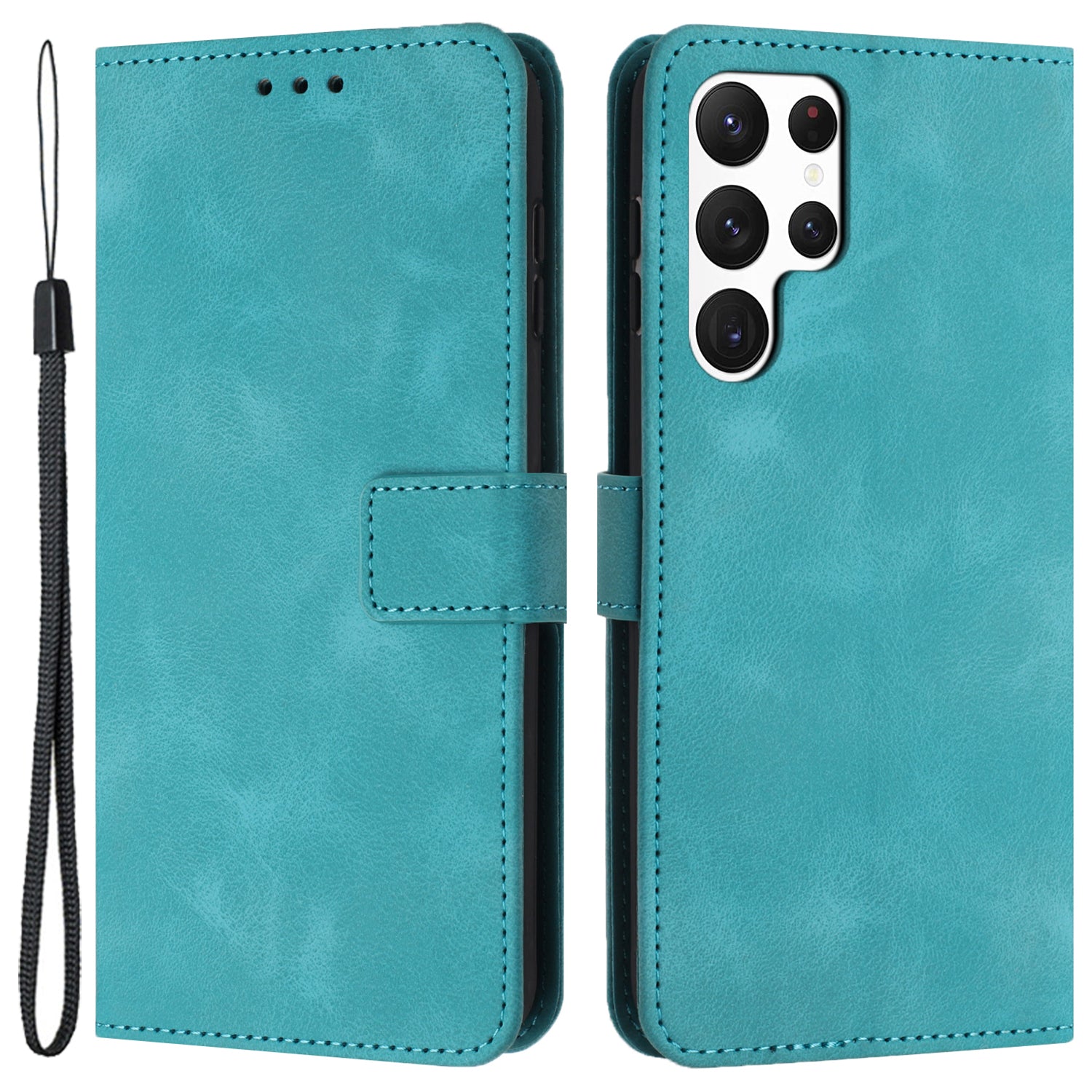 For Samsung Galaxy S24 Ultra Cell Phone Case Skin-touch PU Leather Dustproof Phone Stand Cover