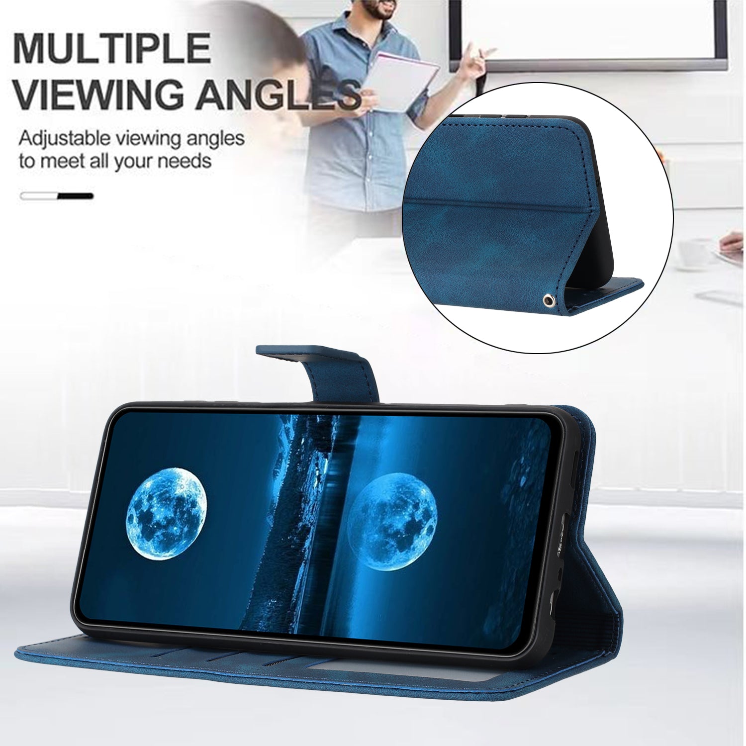 For Samsung Galaxy S24 Phone Stand Cover Case Skin-touch PU Leather Solid Color Phone Shell