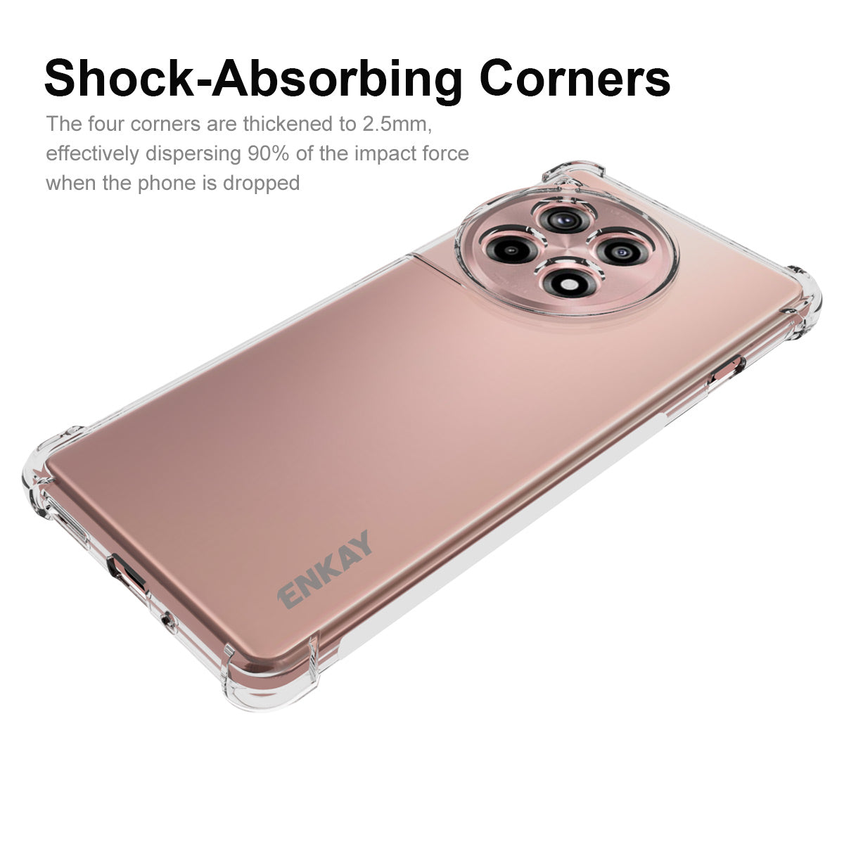 ENKAY HAT PRINCE For OnePlus Ace 3 5G / 12R 5G Clear Case Four Corners Reinforced Anti-Slip Strip Edge TPU Phone Cover