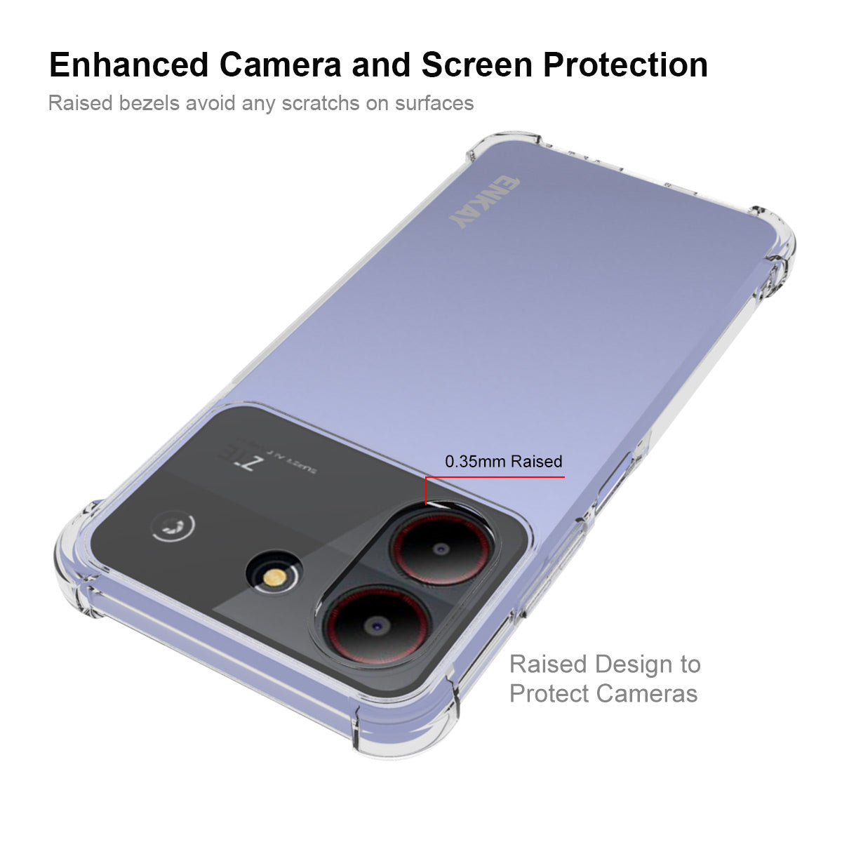 ENKAY HAT PRINCE For ZTE Blade A54 Cell Phone Cases Thickened Corners Clear Soft TPU Cover