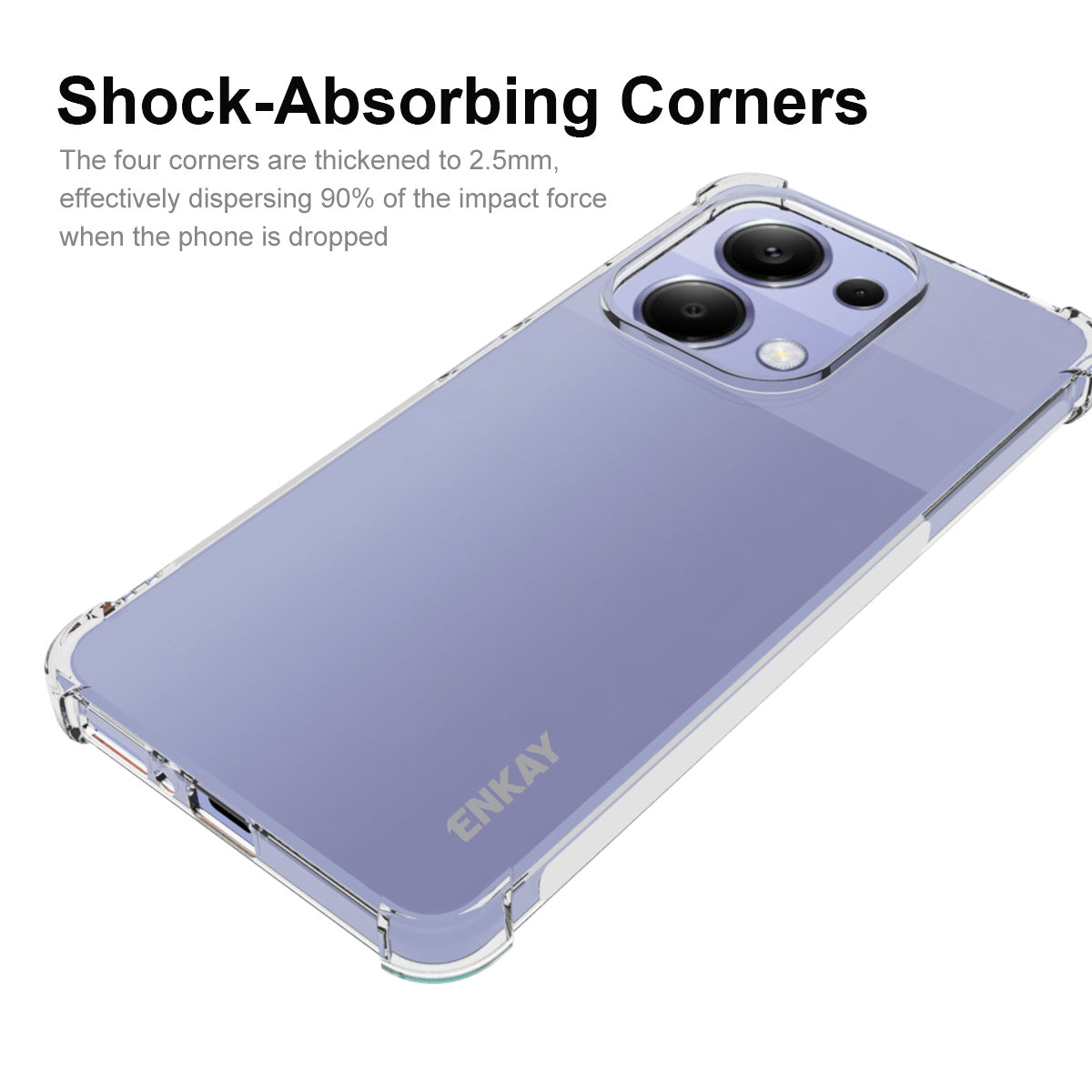ENKAY HAT PRINCE For Xiaomi Redmi Note 13 4G Clear Case Thickened Corners Anti-slip TPU Cell Phone Cover
