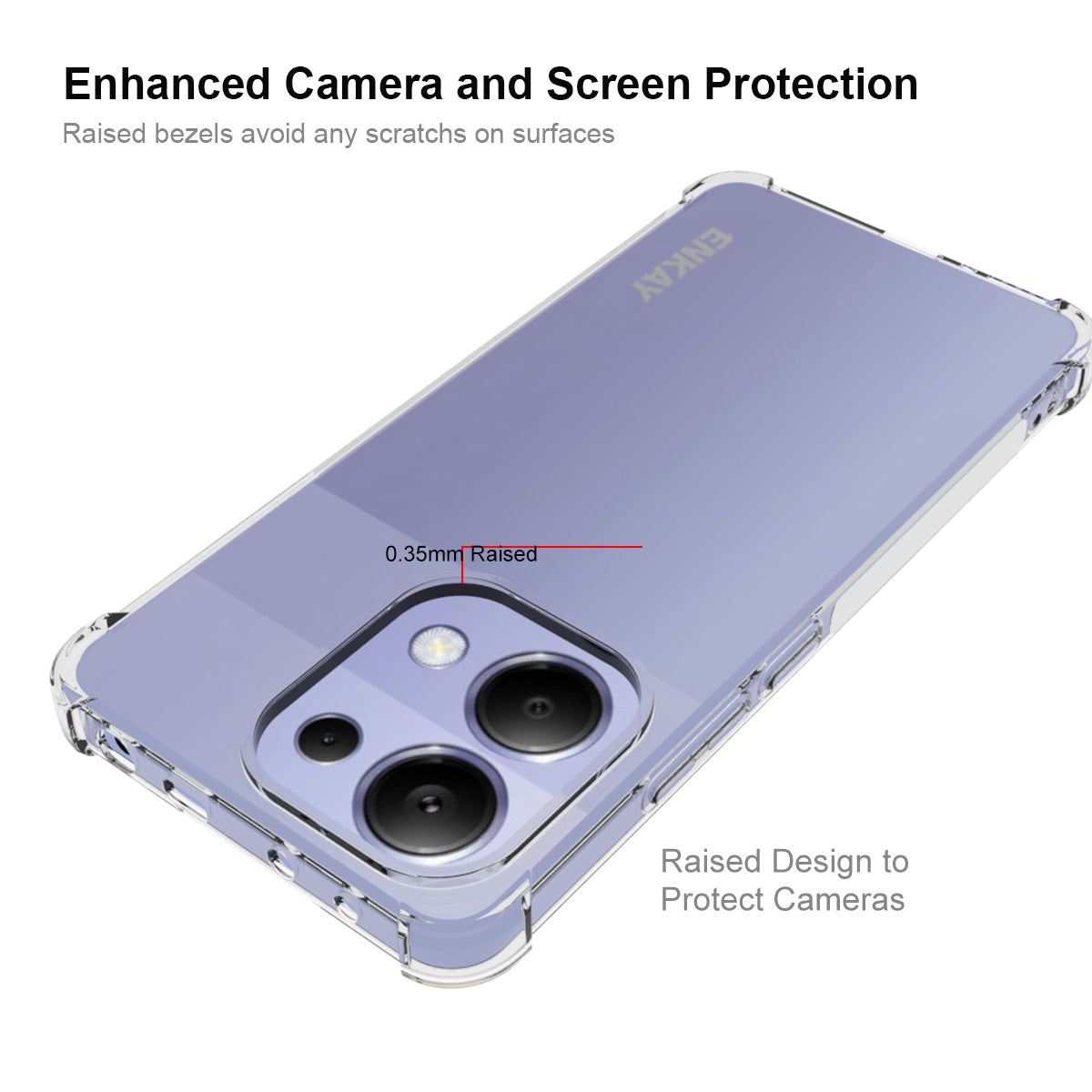 ENKAY HAT PRINCE For Xiaomi Redmi Note 13 4G Clear Case Thickened Corners Anti-slip TPU Cell Phone Cover