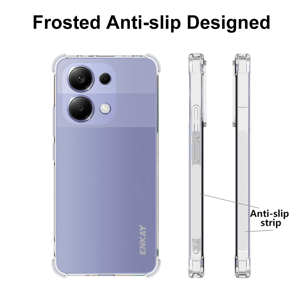 ENKAY HAT PRINCE For Xiaomi Redmi Note 13 4G Clear Case Thickened Corners Anti-slip TPU Cell Phone Cover