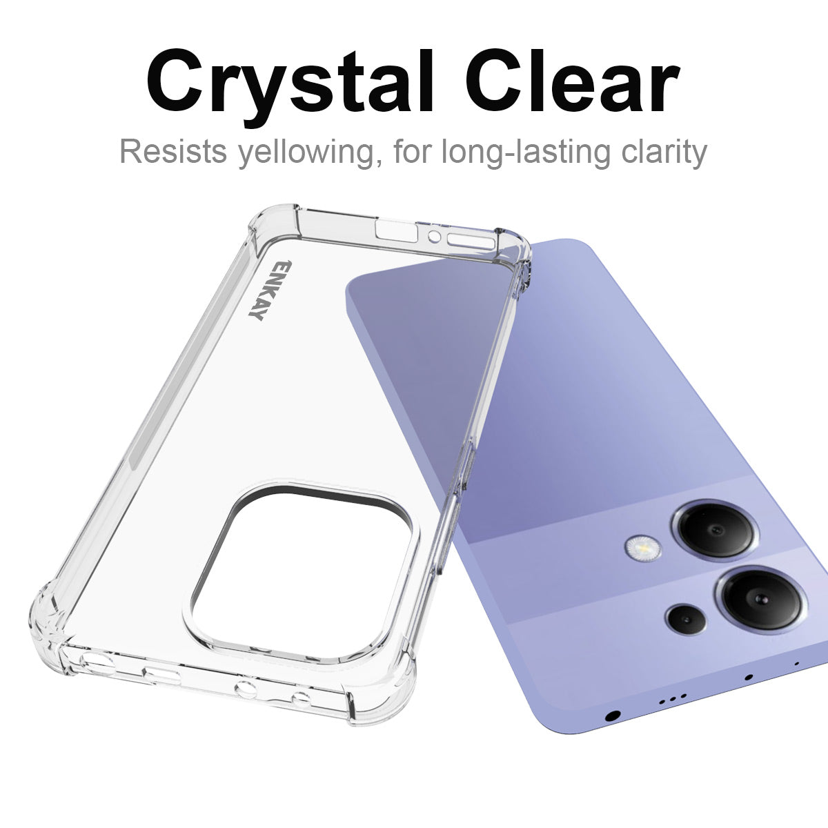 ENKAY HAT PRINCE For Xiaomi Redmi Note 13 4G Clear Case Thickened Corners Anti-slip TPU Cell Phone Cover
