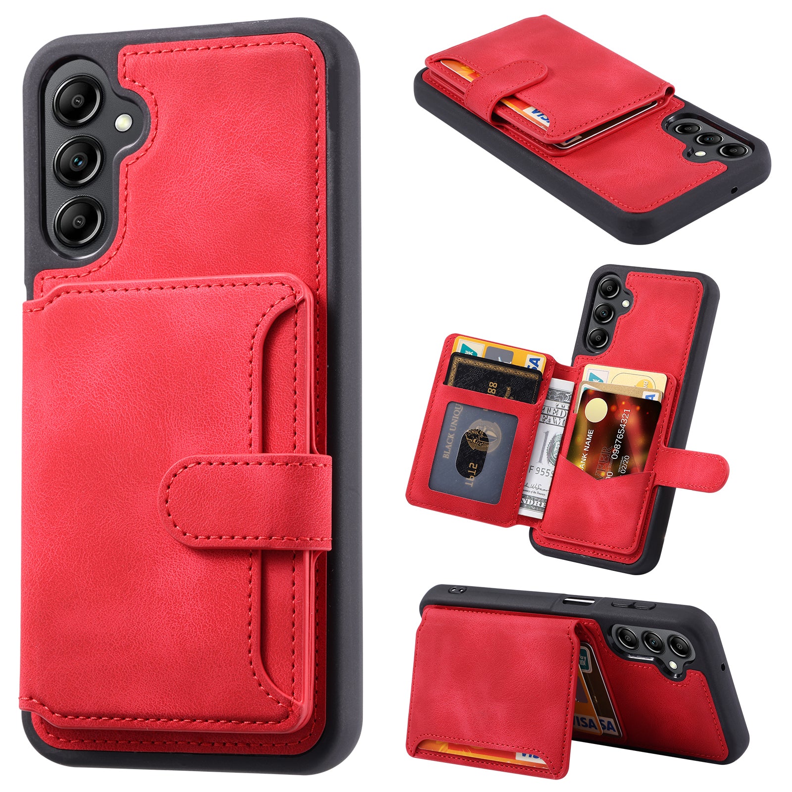 For Samsung Galaxy A15 4G / 5G Phone Case Wallet Card Slot TPU+PU Leather Back Cover